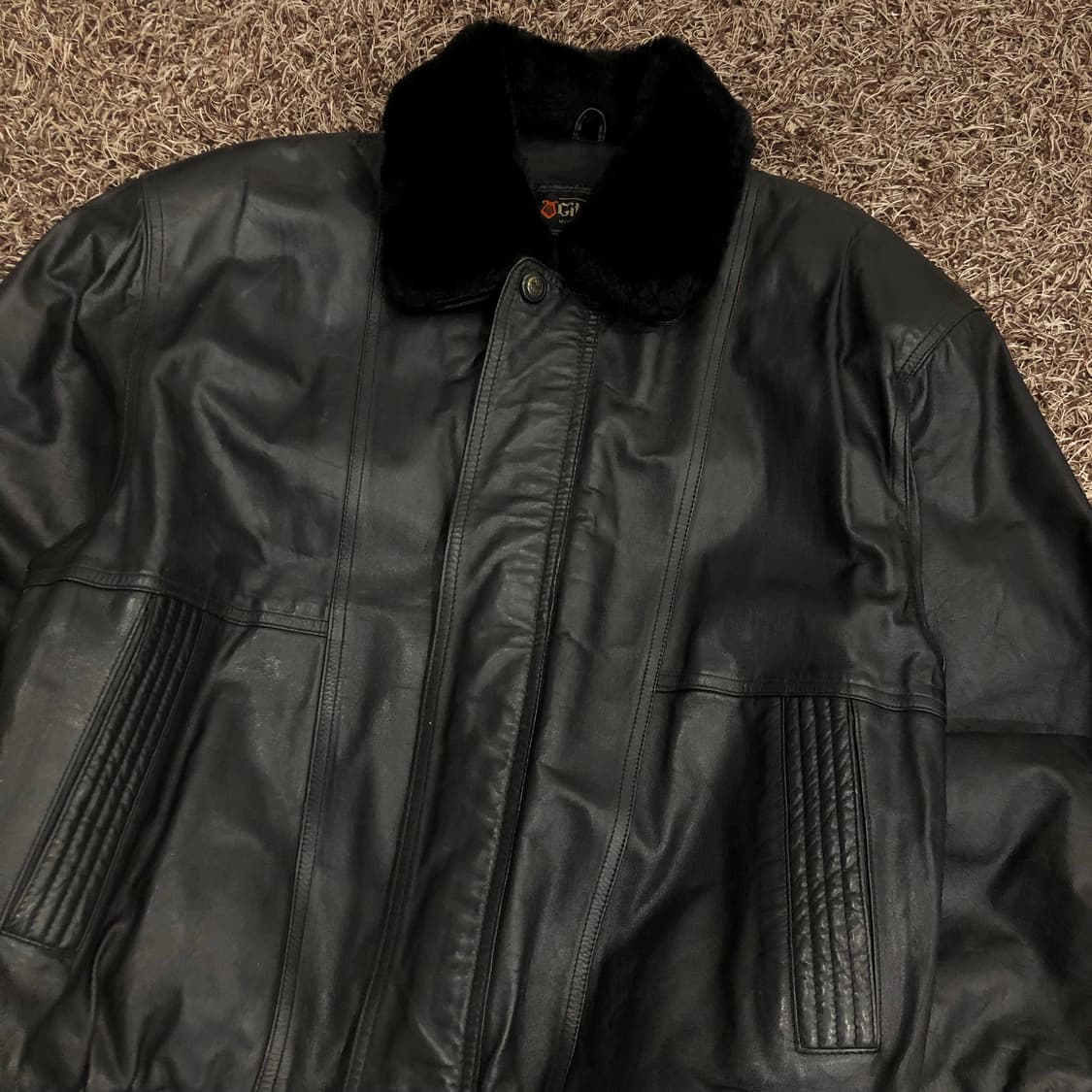 빈티지 양가죽 봄버 레더 퍼 카라 가죽 자켓  상품이미지2