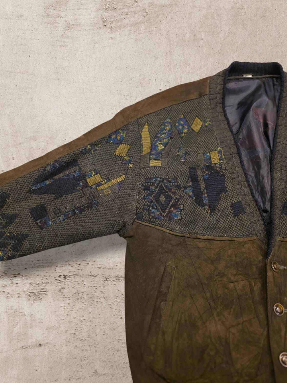 가죽 디테일 울 패턴 자켓 (F583) 상품이미지2