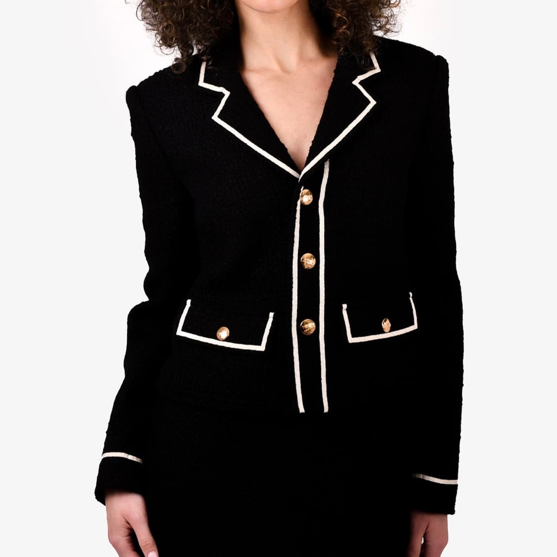 셀린느 샤세르 부클레 울 트위드 골드 버튼 자켓 상품이미지8