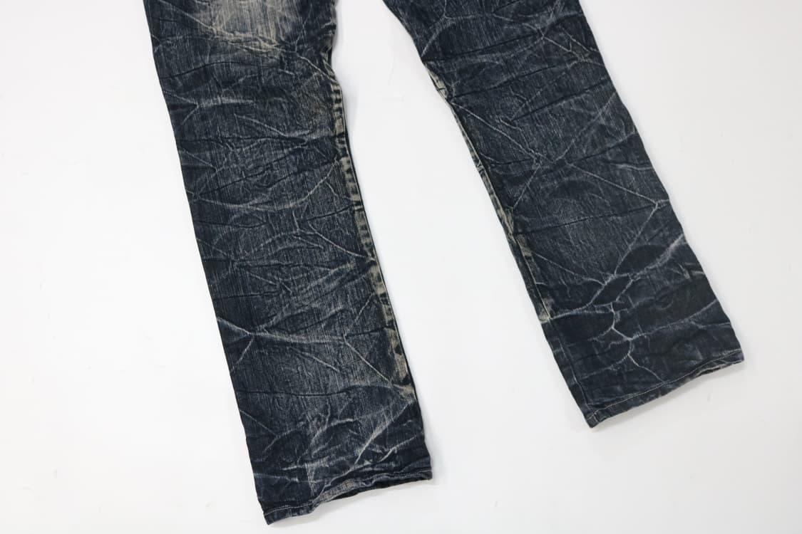 Wild Life 빈티지 스컬 버튼 체크 레이어드 디테일 데님 팬츠 상품이미지9