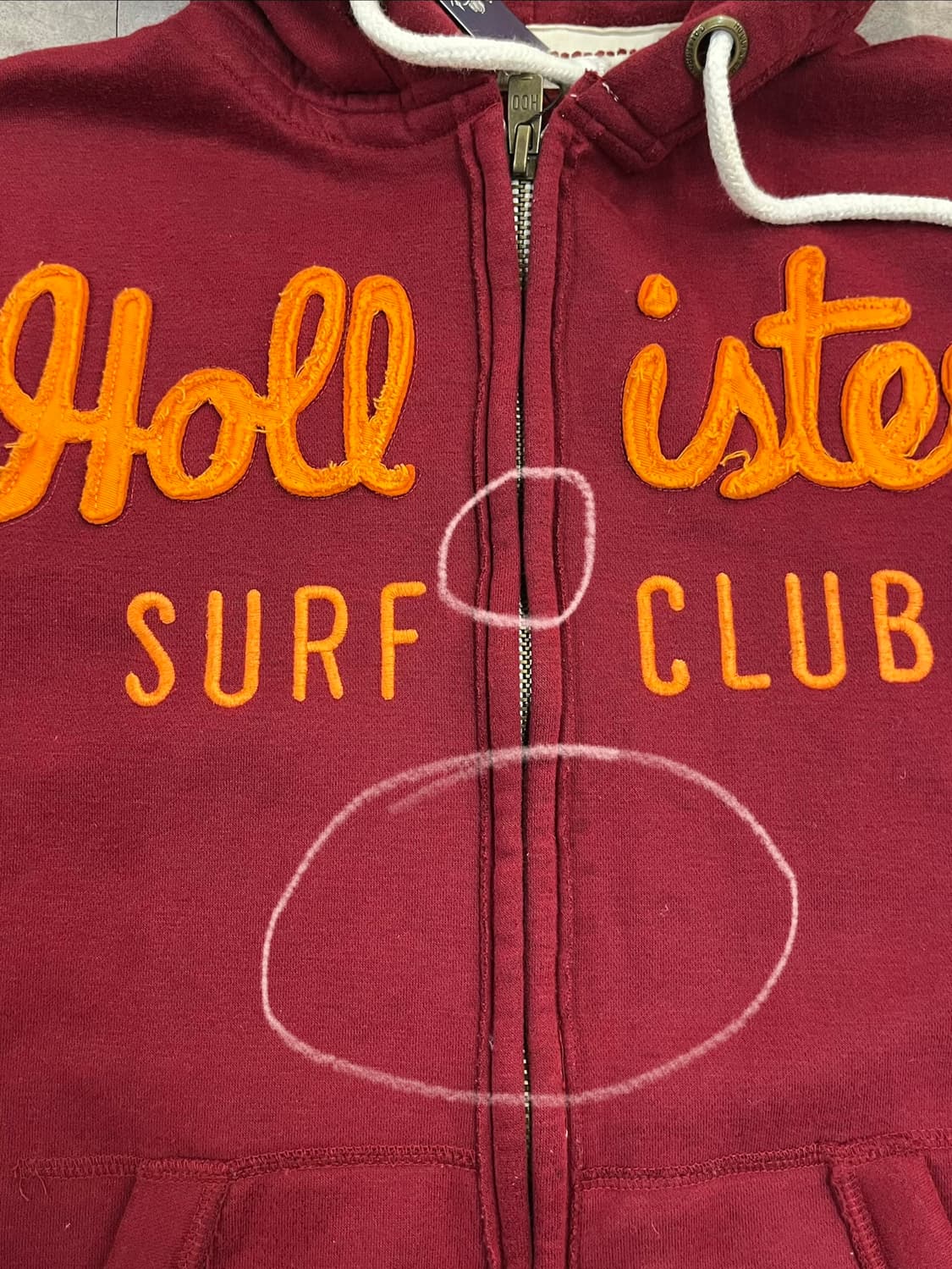 홀리스터 기모 후드집업 버건디 M #csz4172 상품이미지5