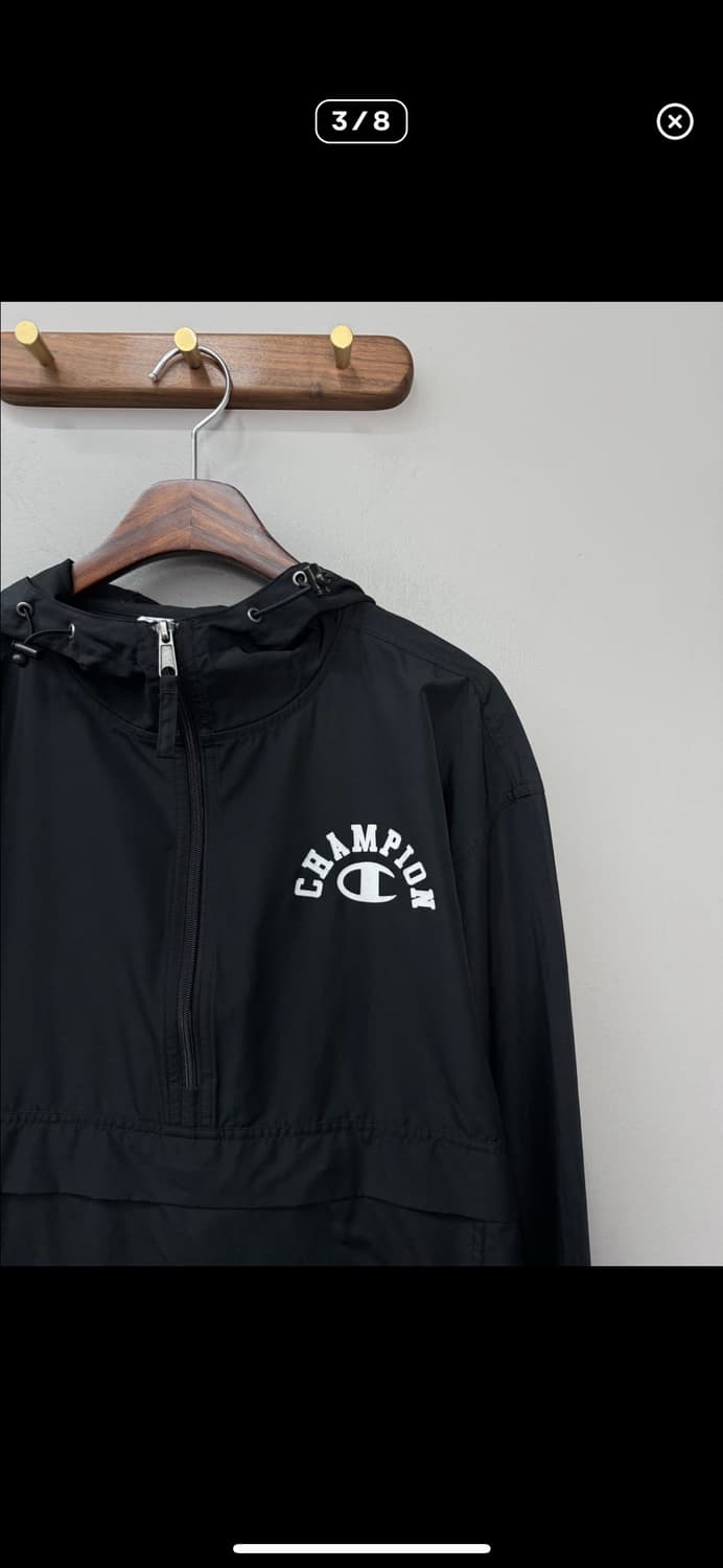 챔피온 아치로고 빅 프린팅 블랙 풀오버 아노락자켓 A3137 상품이미지3