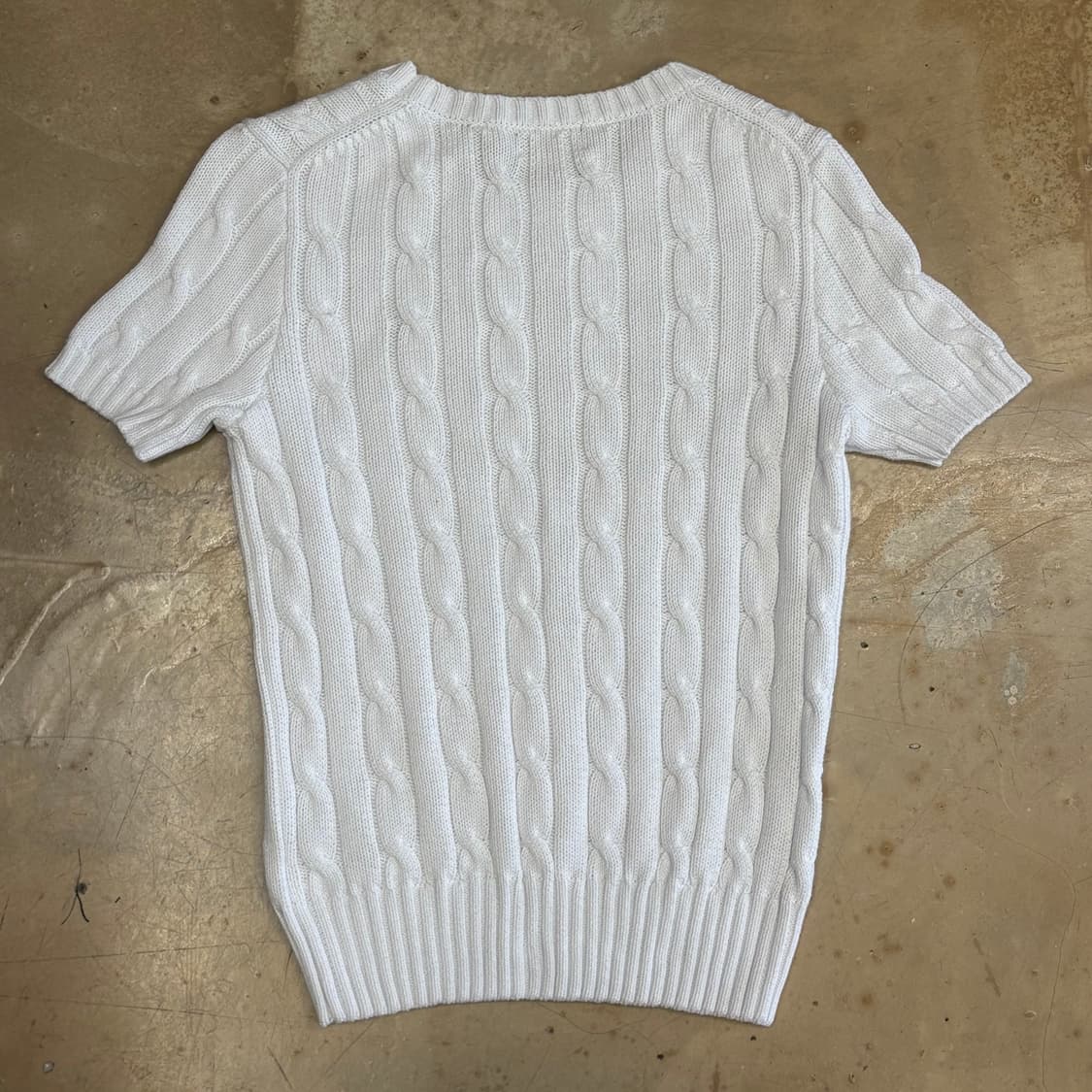 M 폴로랄프로렌 케이블 화이트 여성용 반팔니트  상품이미지3