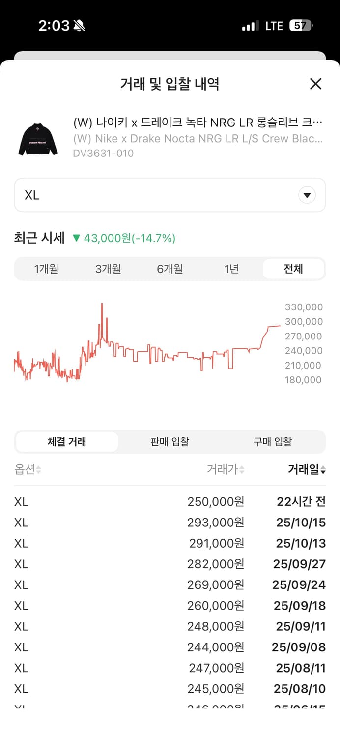 [XL] 나이키 x 드레이크 녹타 NRG LR 롱슬리브 크루넥 블랙 상품이미지2