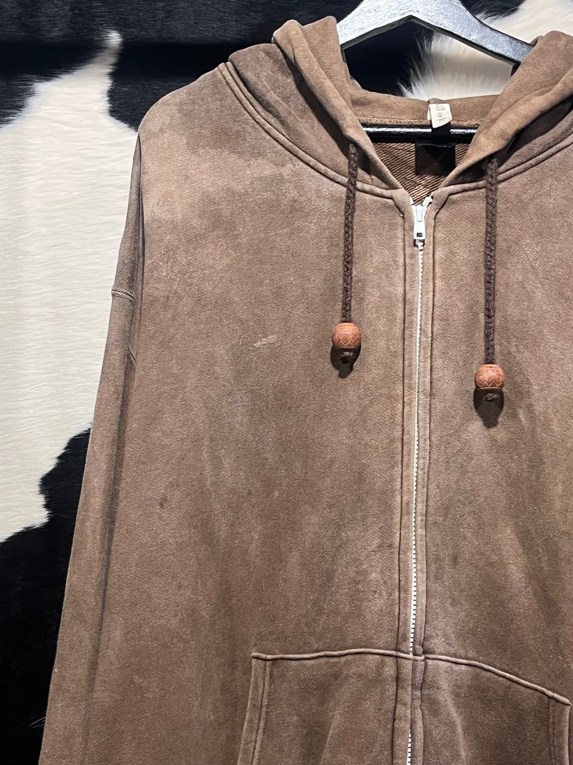 브라운 오리엔탈 프린팅 후드집업 상품이미지4