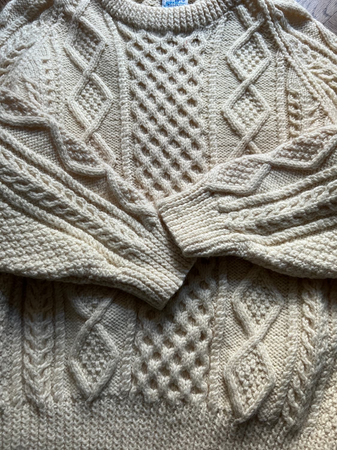 [M]90's 아일랜드제 핸드메이드 아란 피셔맨 스웨터 F1 상품이미지5