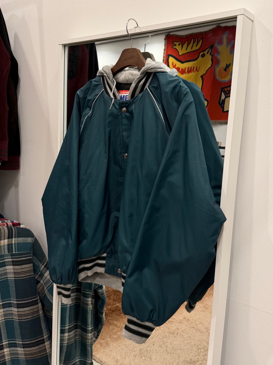 90s Athletic Works 스타디움 후드 바시티 자켓 (USA) 상품이미지1