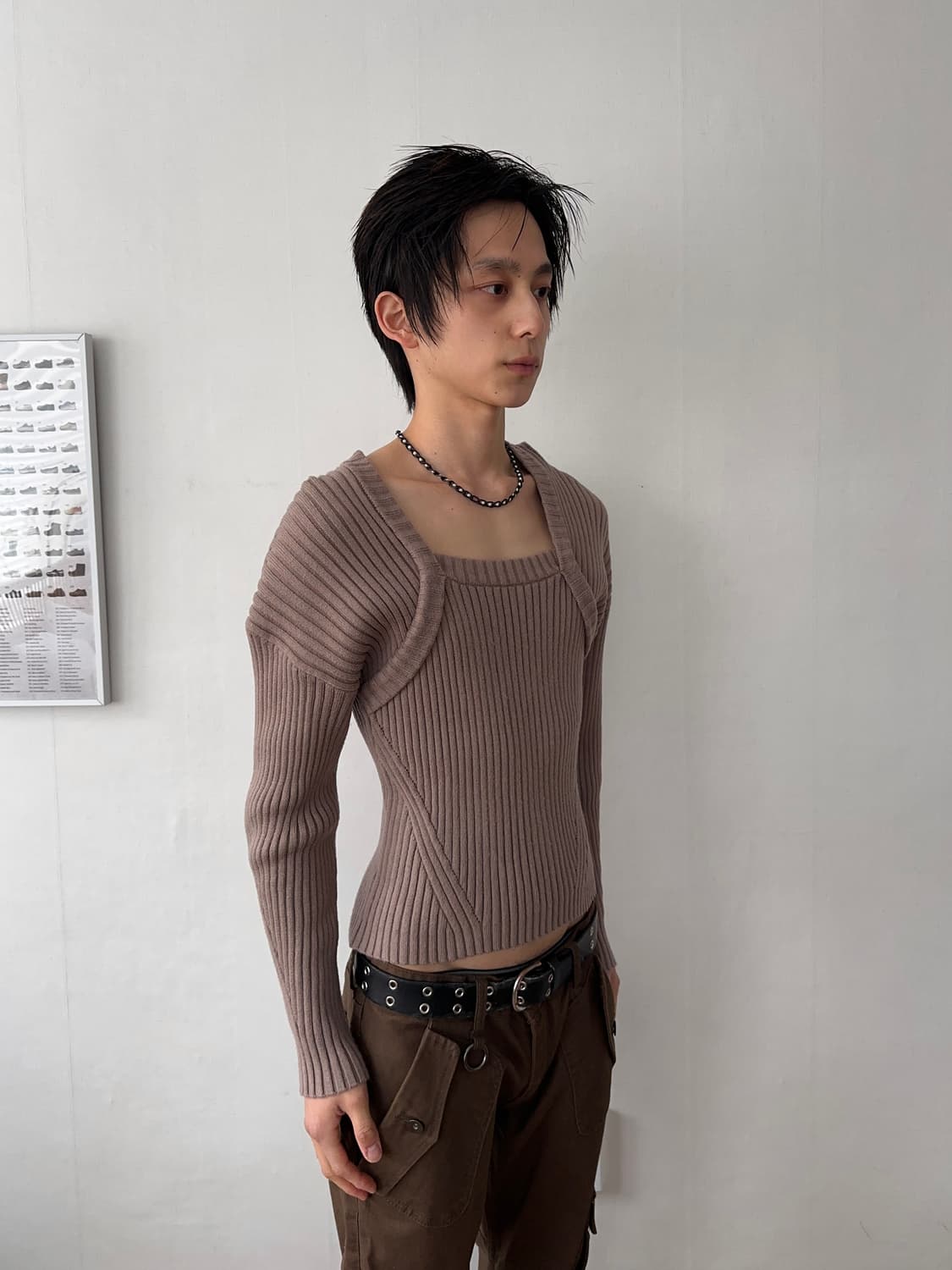 Azul by Moussy 스퀘어 넥 루지 니트 상품이미지6