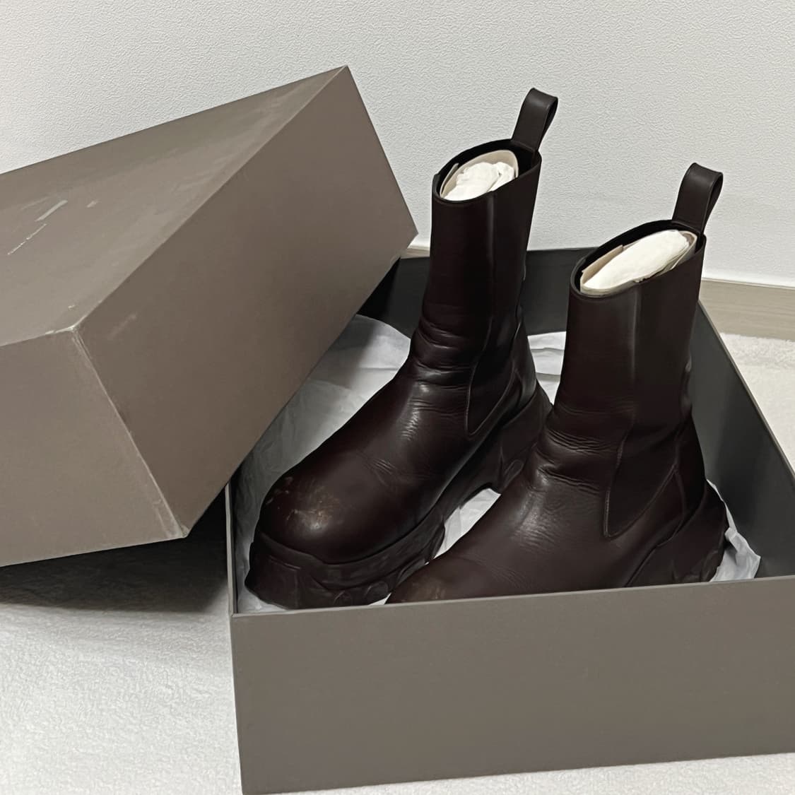 릭오웬스 23FW 비틀 보조 트랙터 부츠 브라운 상품이미지4