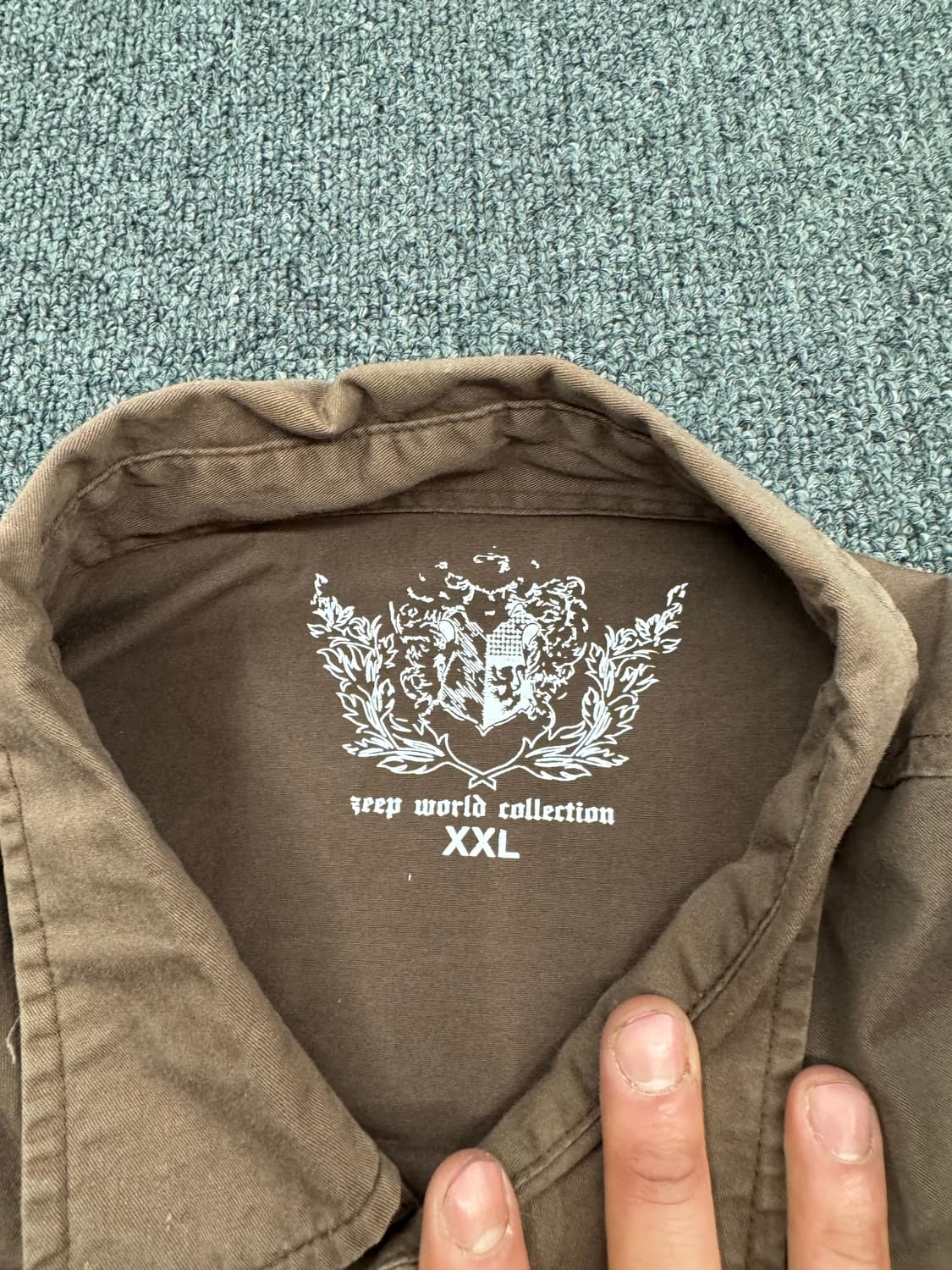 2XL)American vintage 프린팅&자수 브라운 셔츠 상품이미지7