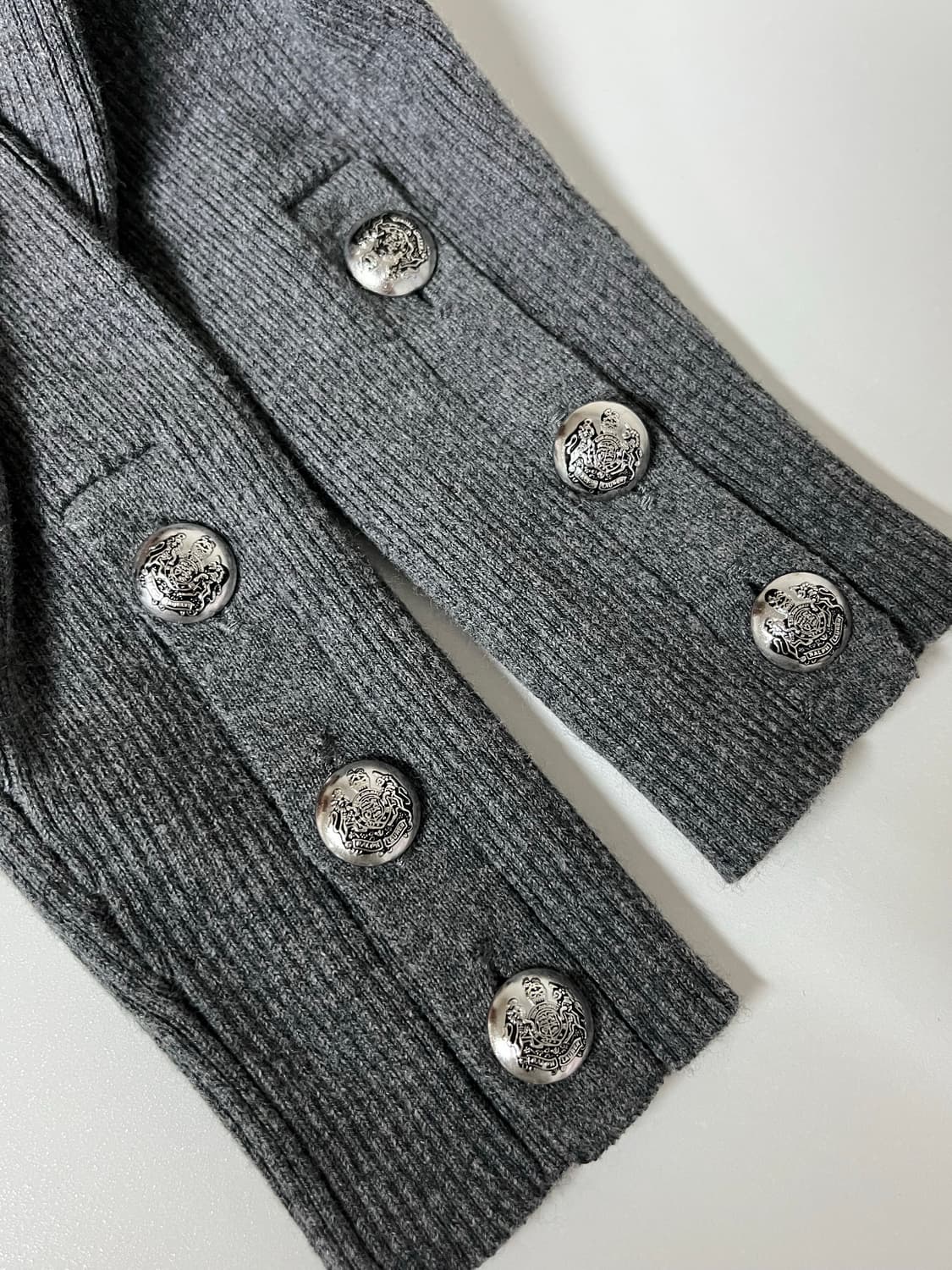 XS) 로렌 랄프로렌 퍼프소매 골지 폴라 니트 그레이 상품이미지4