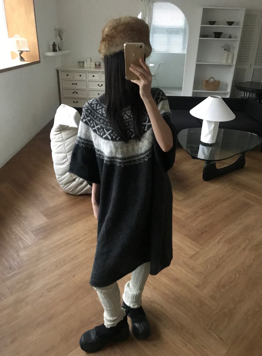 vintage pattern knit one-piece 상품이미지1