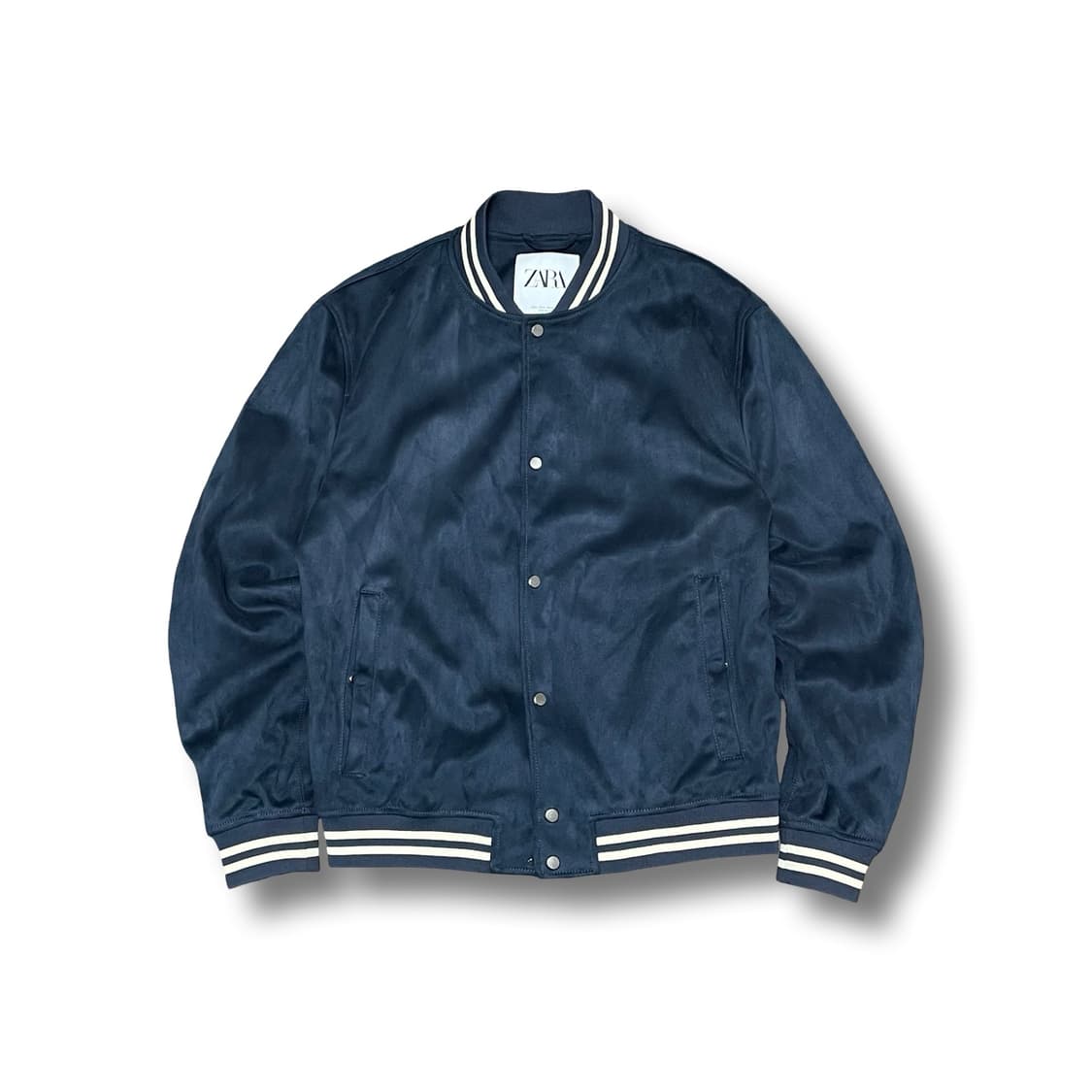 [L] 자라 벨루어 네이비 블루종 점퍼 상품이미지1