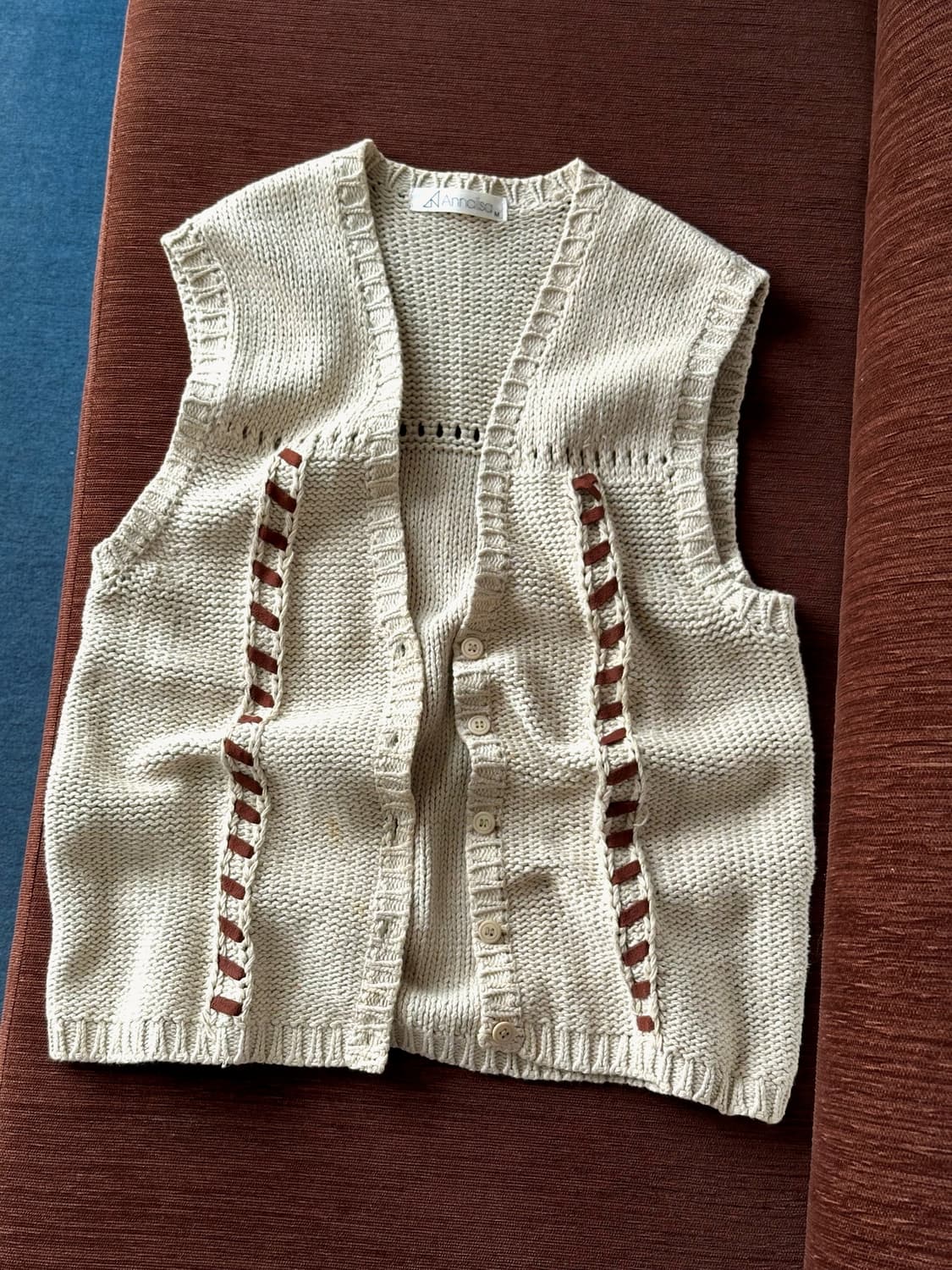 Middle gauge cotton knitted design vest 상품이미지1