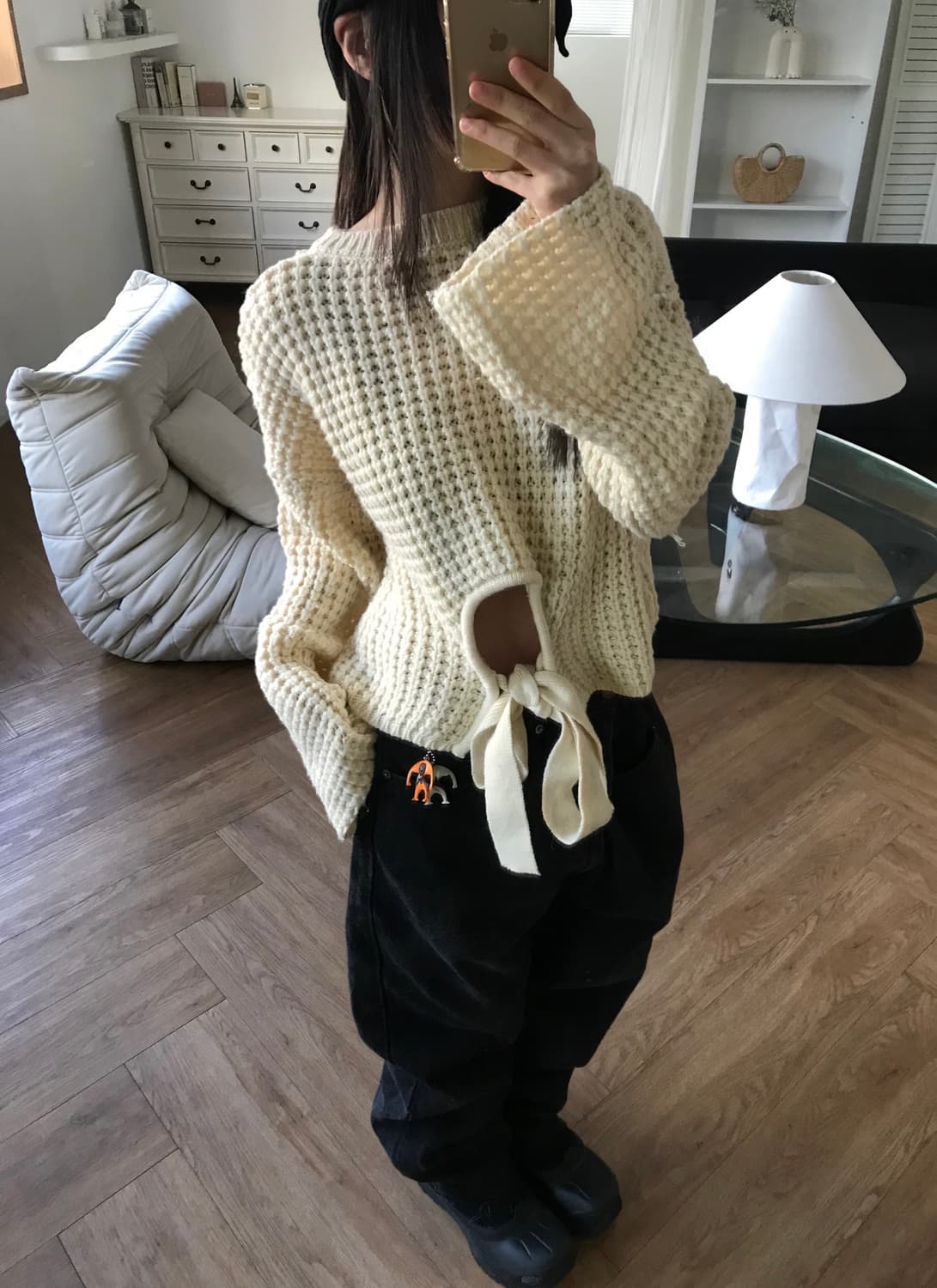 vintage ivory hole knit 상품이미지1