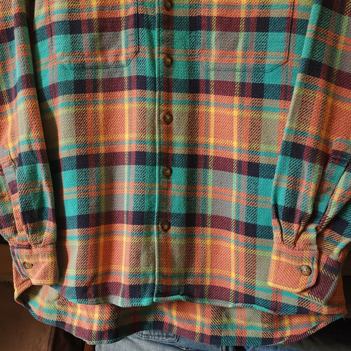 90s 아메리칸 빈티지 체크셔츠 헤비 플란넬 워크셔츠 윈도우 빅체크 s 상품이미지8