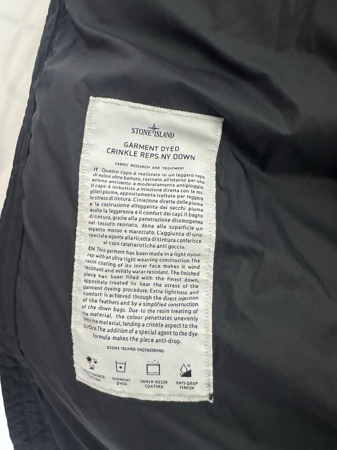 [L]백화점판 스톤아일랜드 크링클랩스 논후드 블랙 패딩 상품이미지6