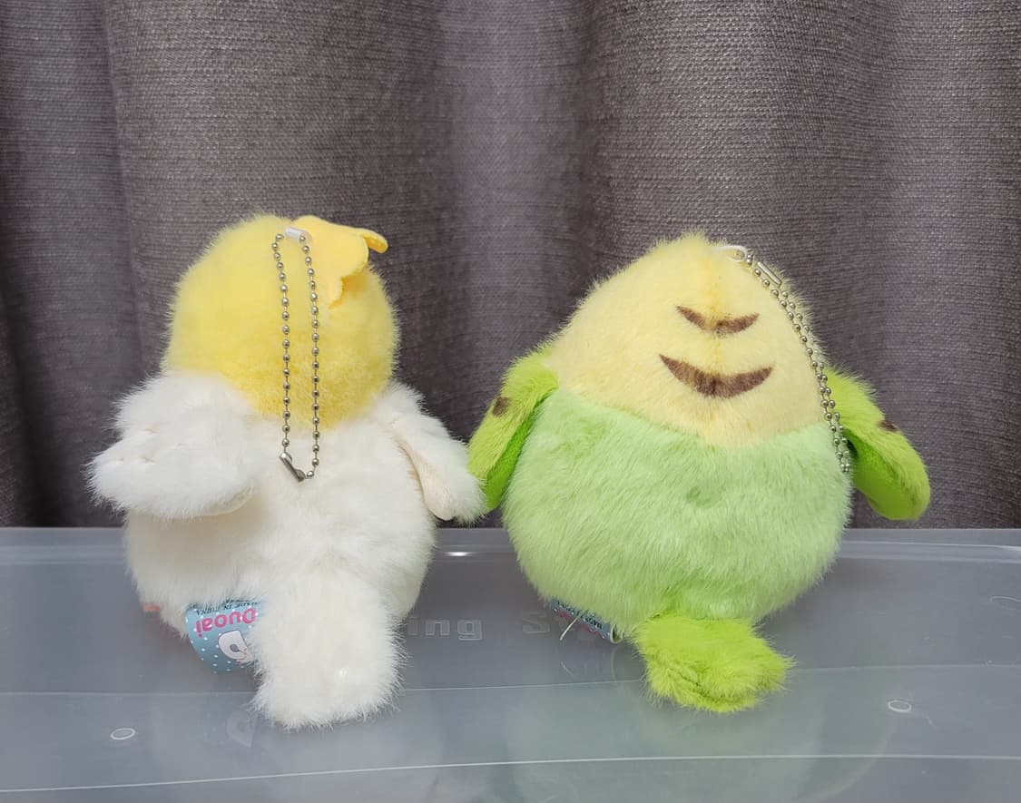 새 인형 키링 2개 일괄 가방고리 빈티지 앵무새 참새 동물 봉제인형 상품이미지4