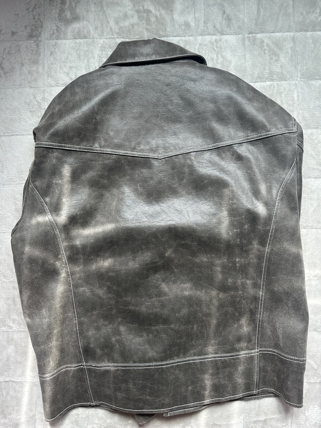 파브레가 페이퍼 레더 자켓 더스티 브라운 상품이미지4