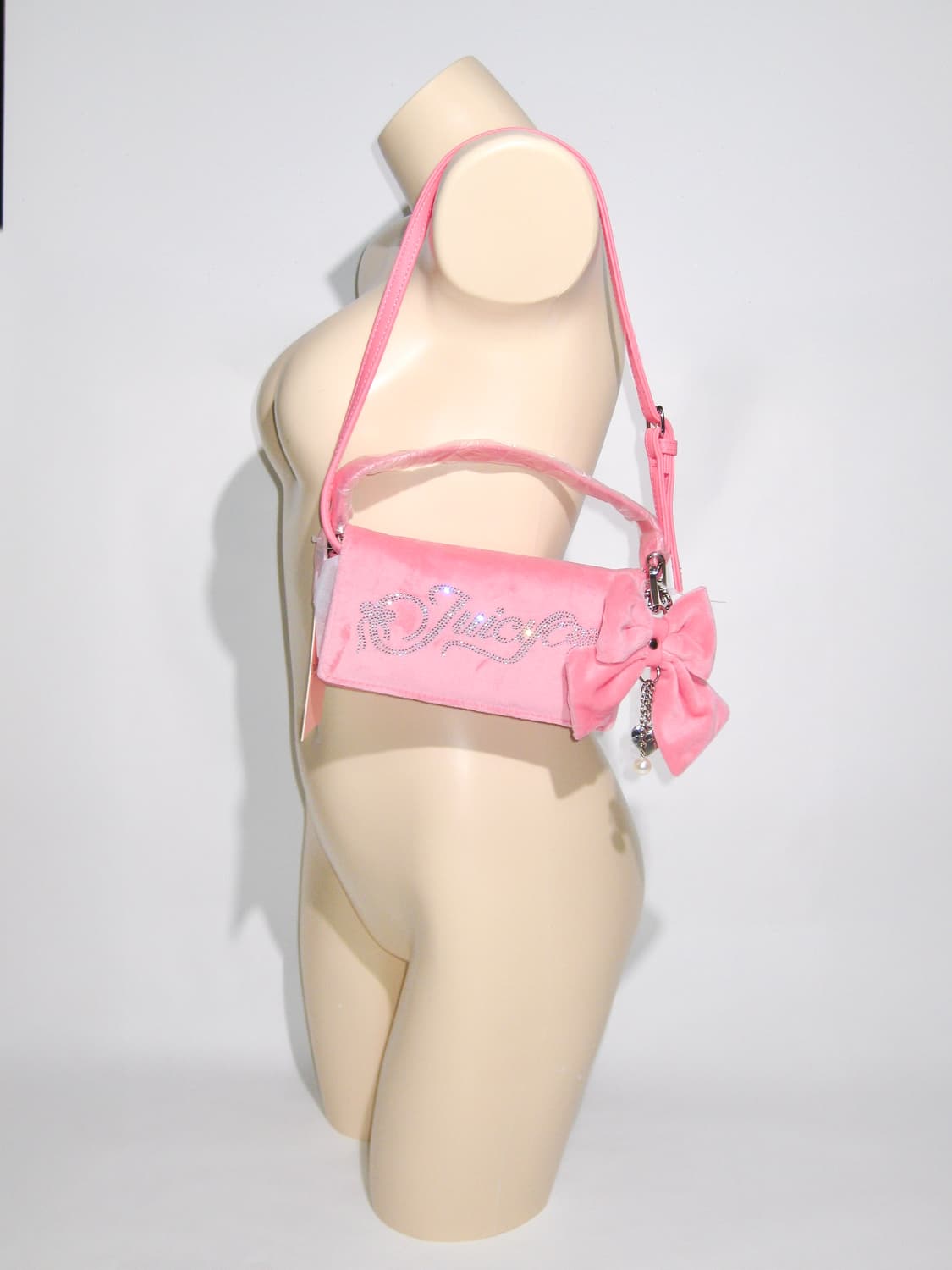 쥬시 꾸뛰르 리본챰🎀 핑크 벨로아 미니숄더백 / 갸루 히메갸루 상품이미지2