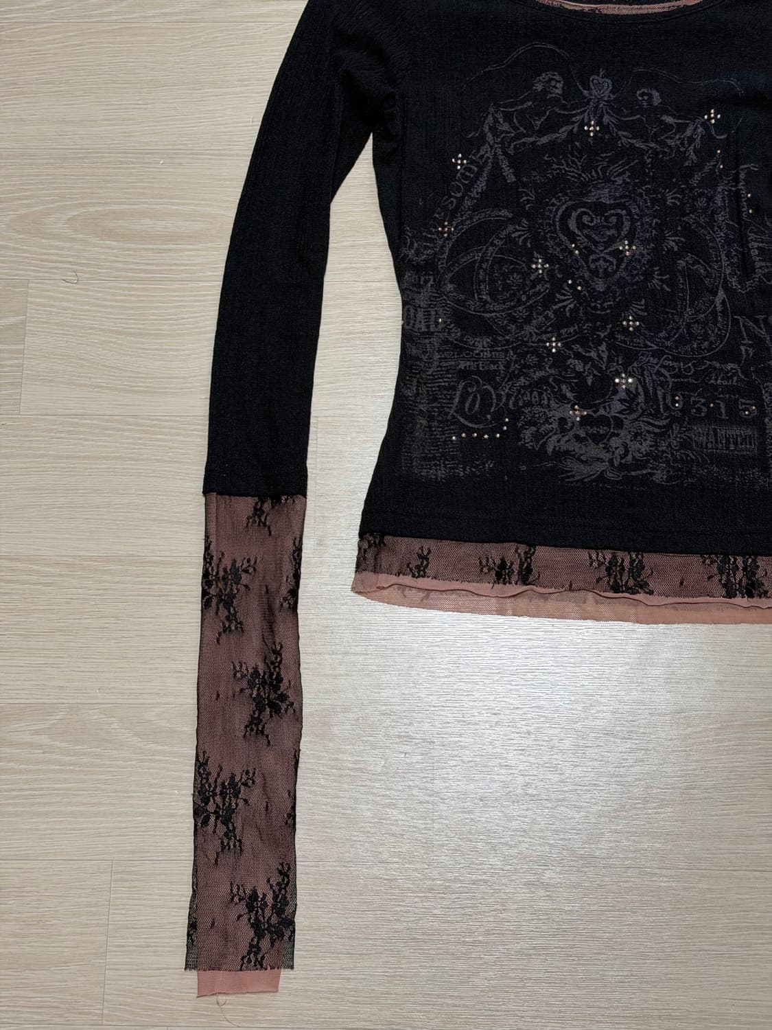 스컬프터 Triple Lace Layered Tee Black 상품이미지5