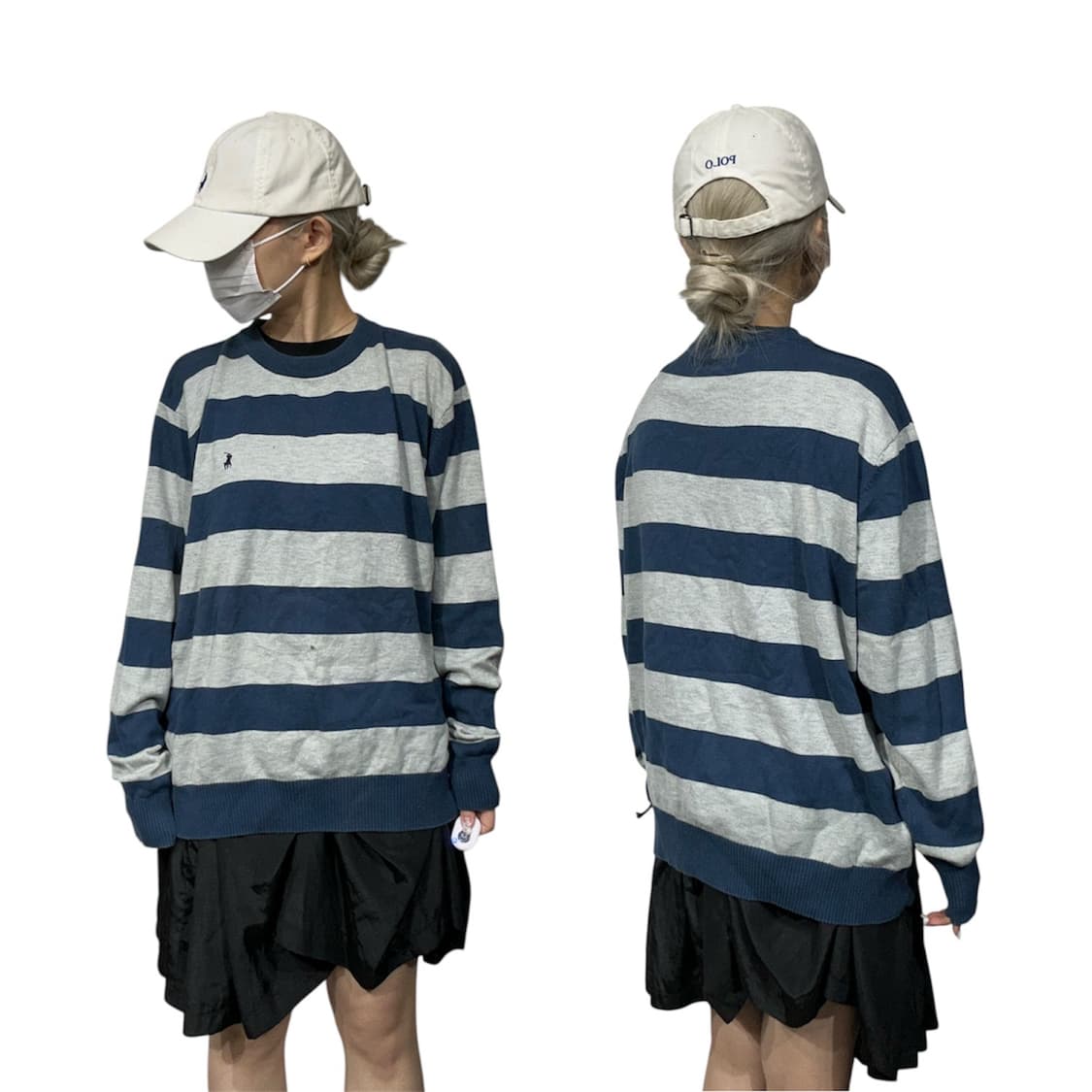 폴로 랄프 로렌 네이비 그레이 단가라 니트 스웻 셔츠 맨투맨 XL 상품이미지1