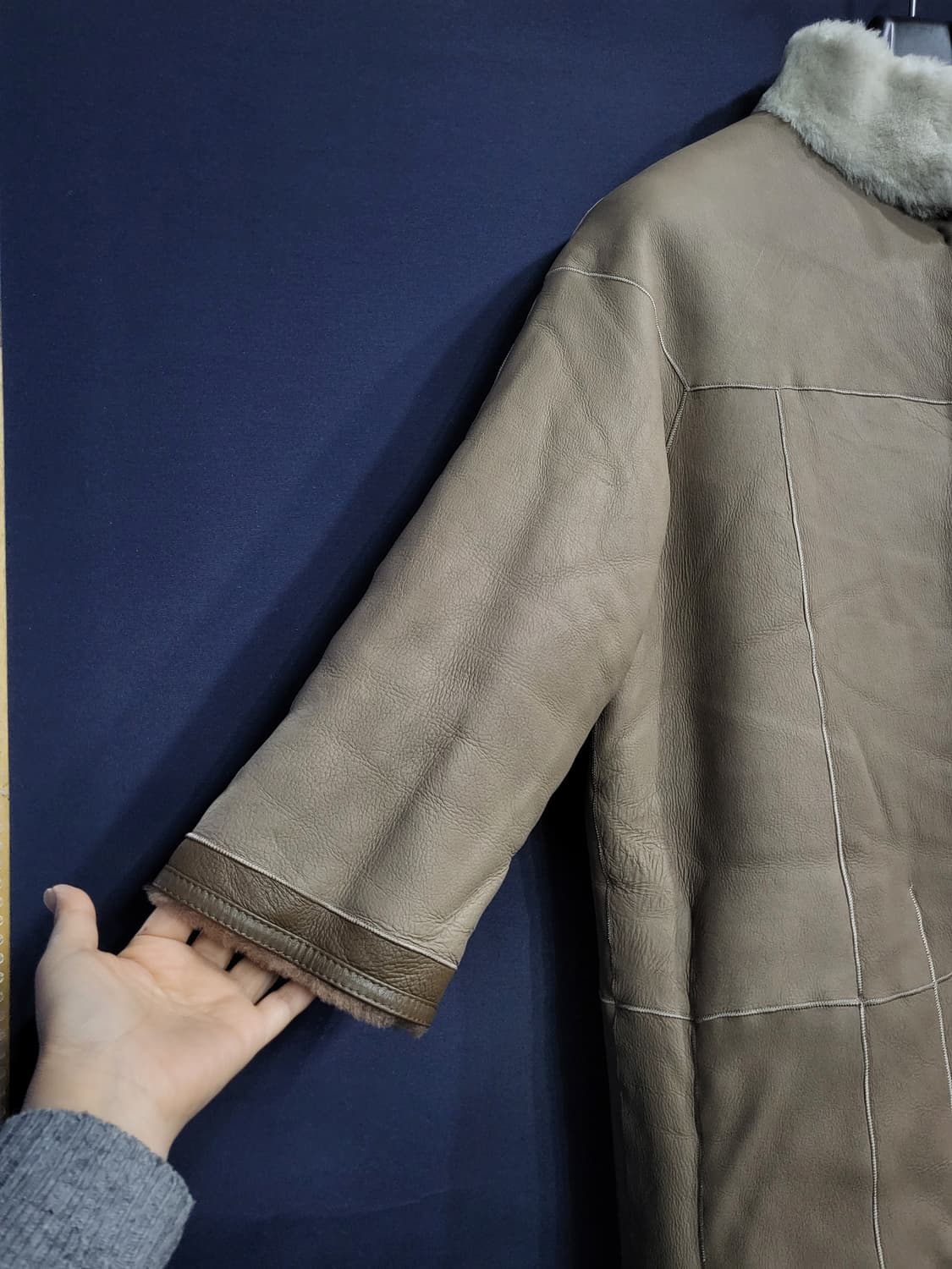 쁘렝땅 리버시블 핸드메이드 양모 양가죽 9부 무스탕(새상품) 상품이미지4