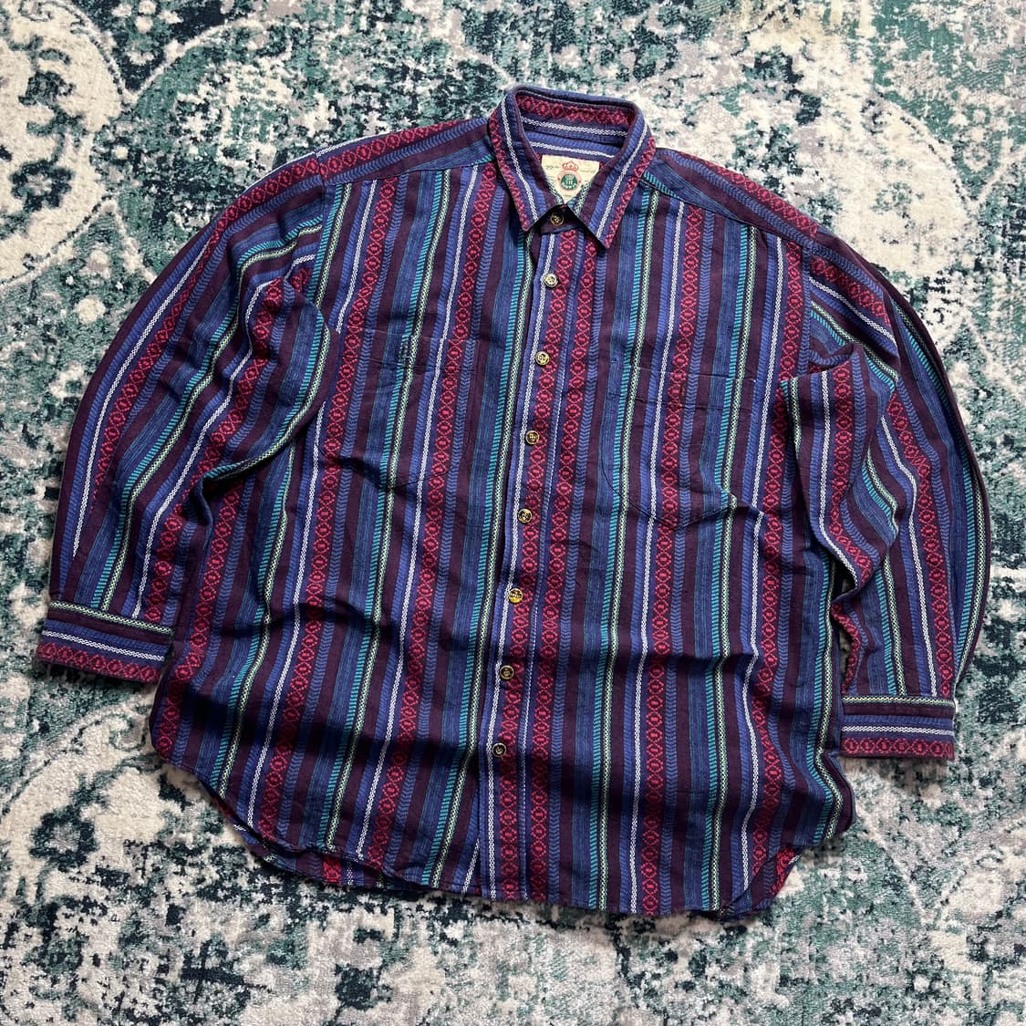 90s Th.usa terain 웨스턴 무드 스트라이프 셔츠(XL) 상품이미지1