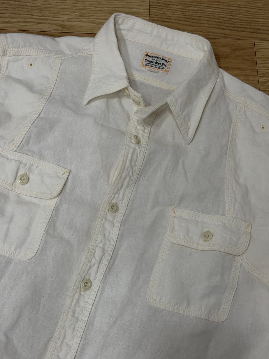 [XL] 페로우즈 샴브레이 셔츠 화이트 상품이미지1