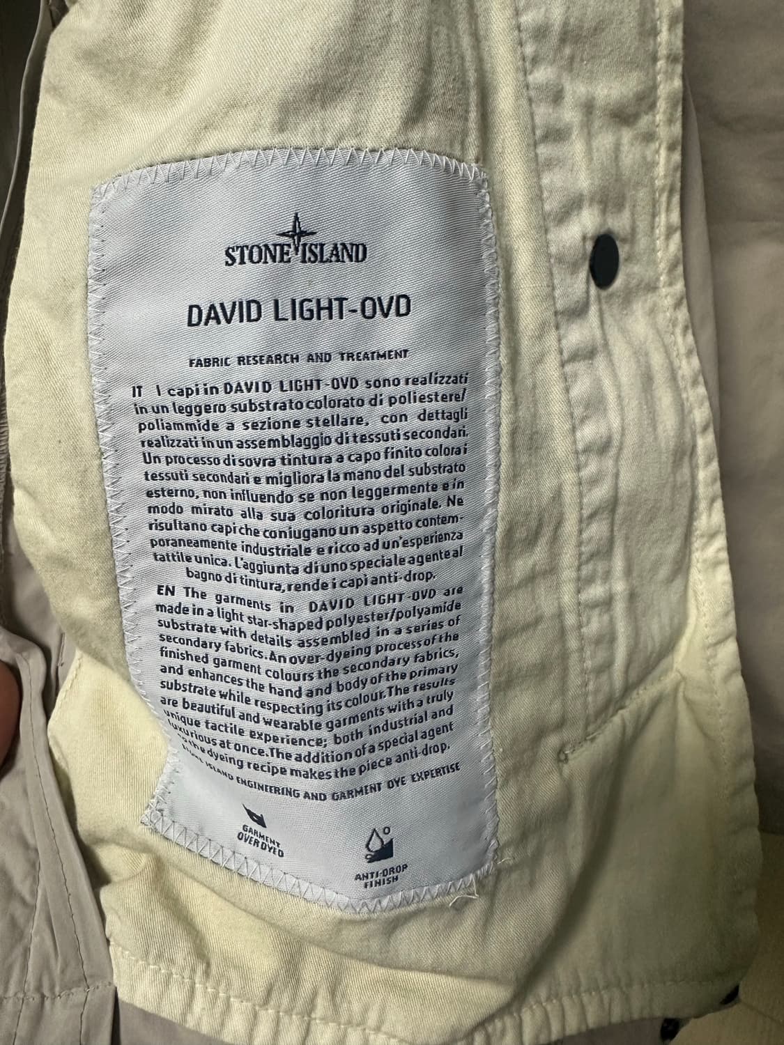 스톤아일랜드 다비드 ovd 봄버 자켓 M 매장판 상품이미지9