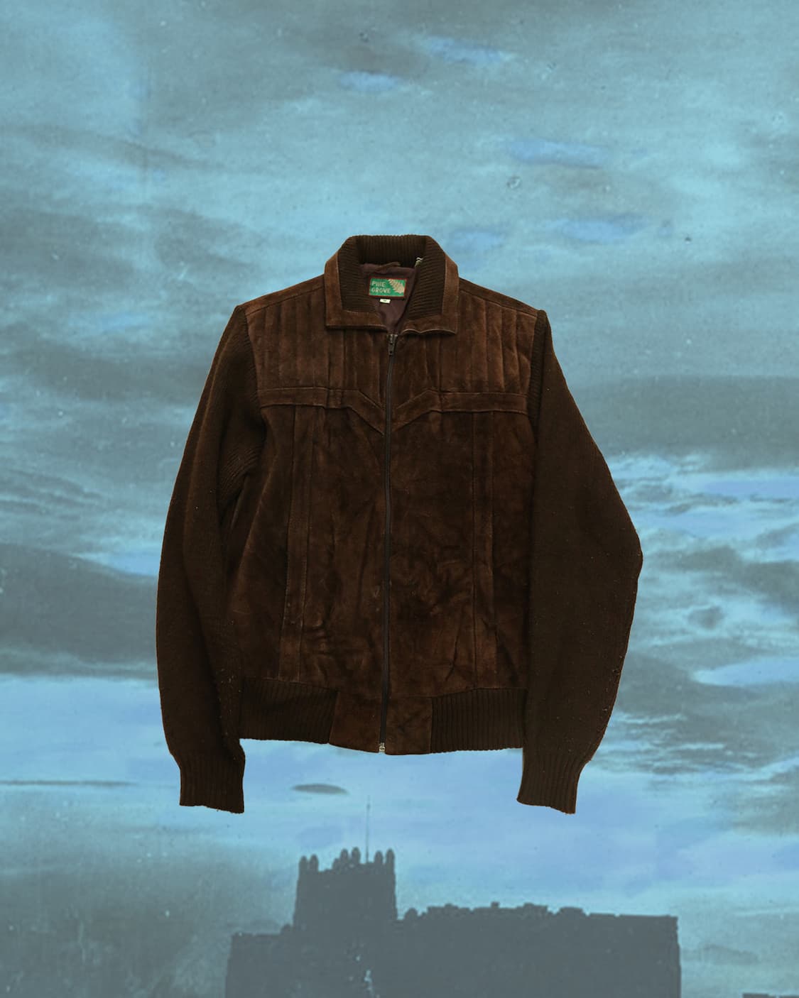 80s 빈티지 니트 스웨이드 집업 자켓 상품이미지3