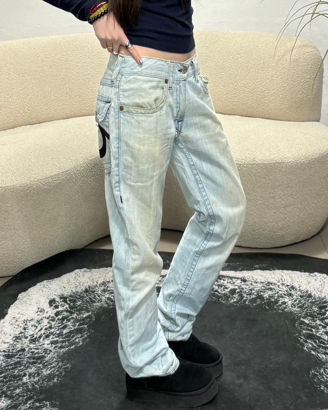 90s TRUE RELIGION 빅U 로고 스트레이트 데님 팬츠 상품이미지3