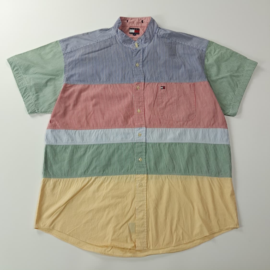CK925 XL 타미힐피거 90s 스트라이프 밴드칼라 반팔 셔츠 남방 상품이미지1
