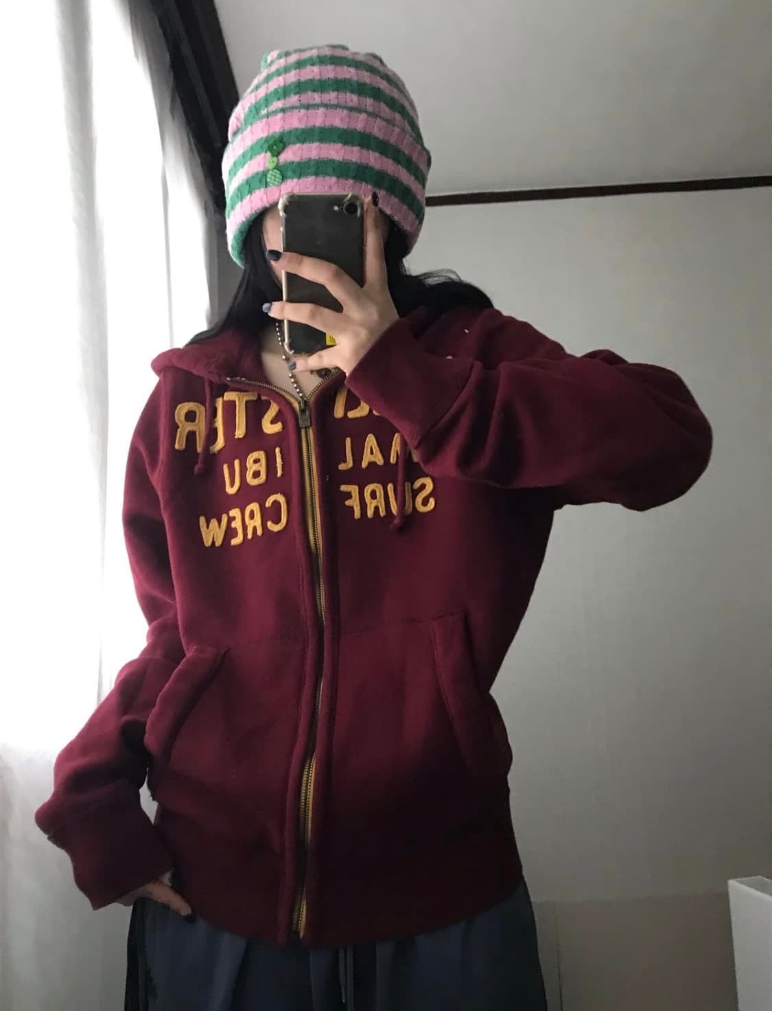 홀리스터 버건디 후드집업 상품이미지1