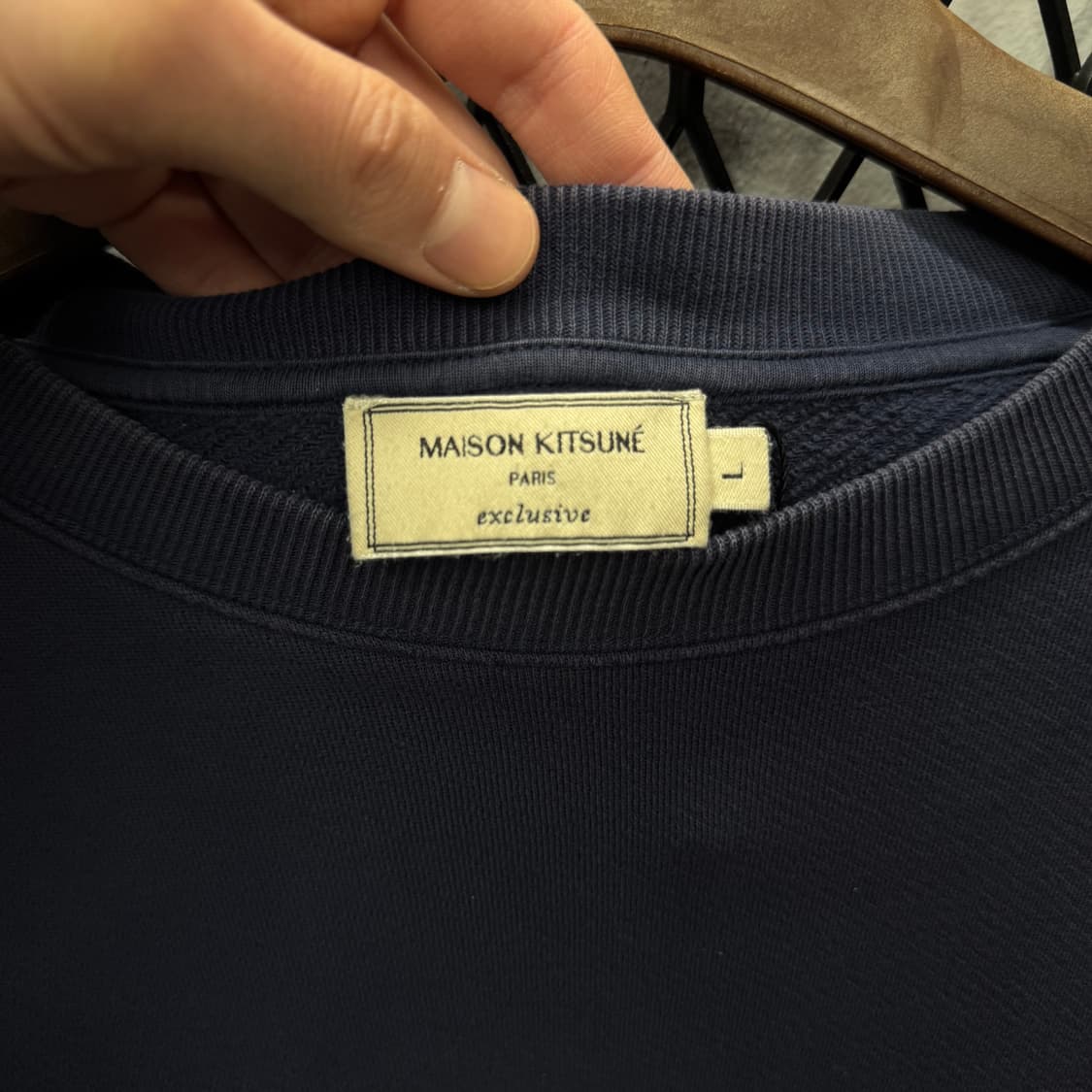 메종키츠네 맨투맨 전면 더블 폭스 로고 포인트 네이비 상품이미지6