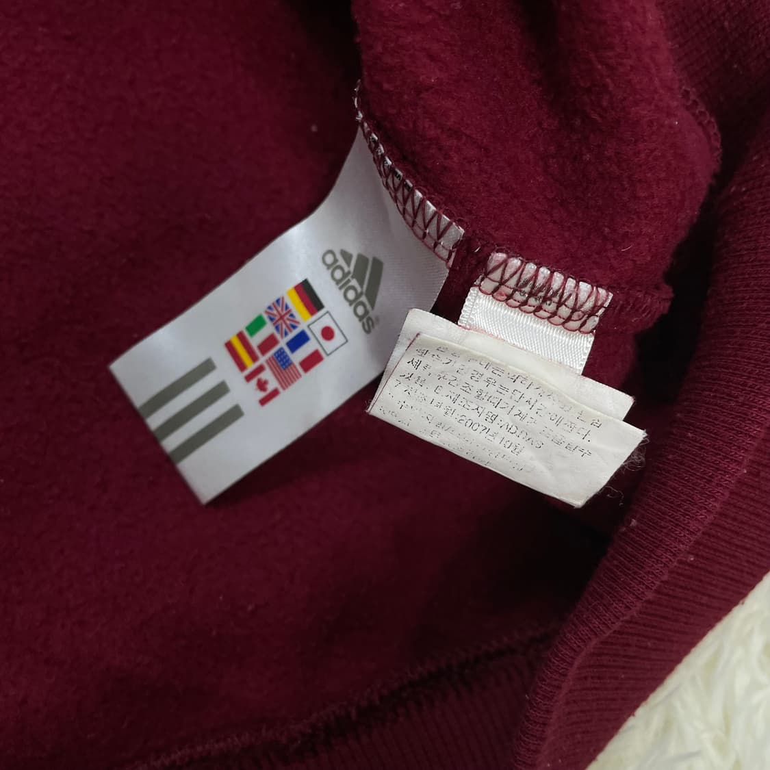 아디다스 올드스쿨 빅 로고 후드티 버건디 상품이미지5