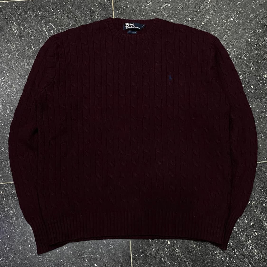 폴로 꽈배기 니트 버건디 상품이미지2