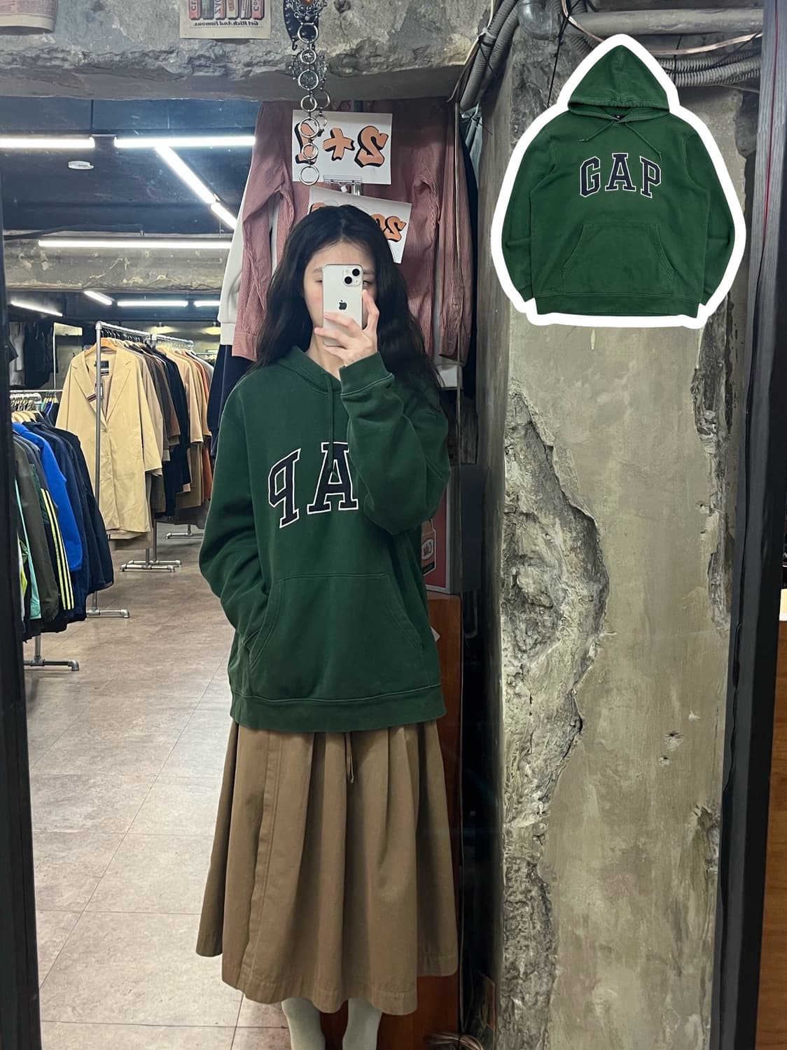 갭 후드티 그린 L #csz3357 상품이미지1