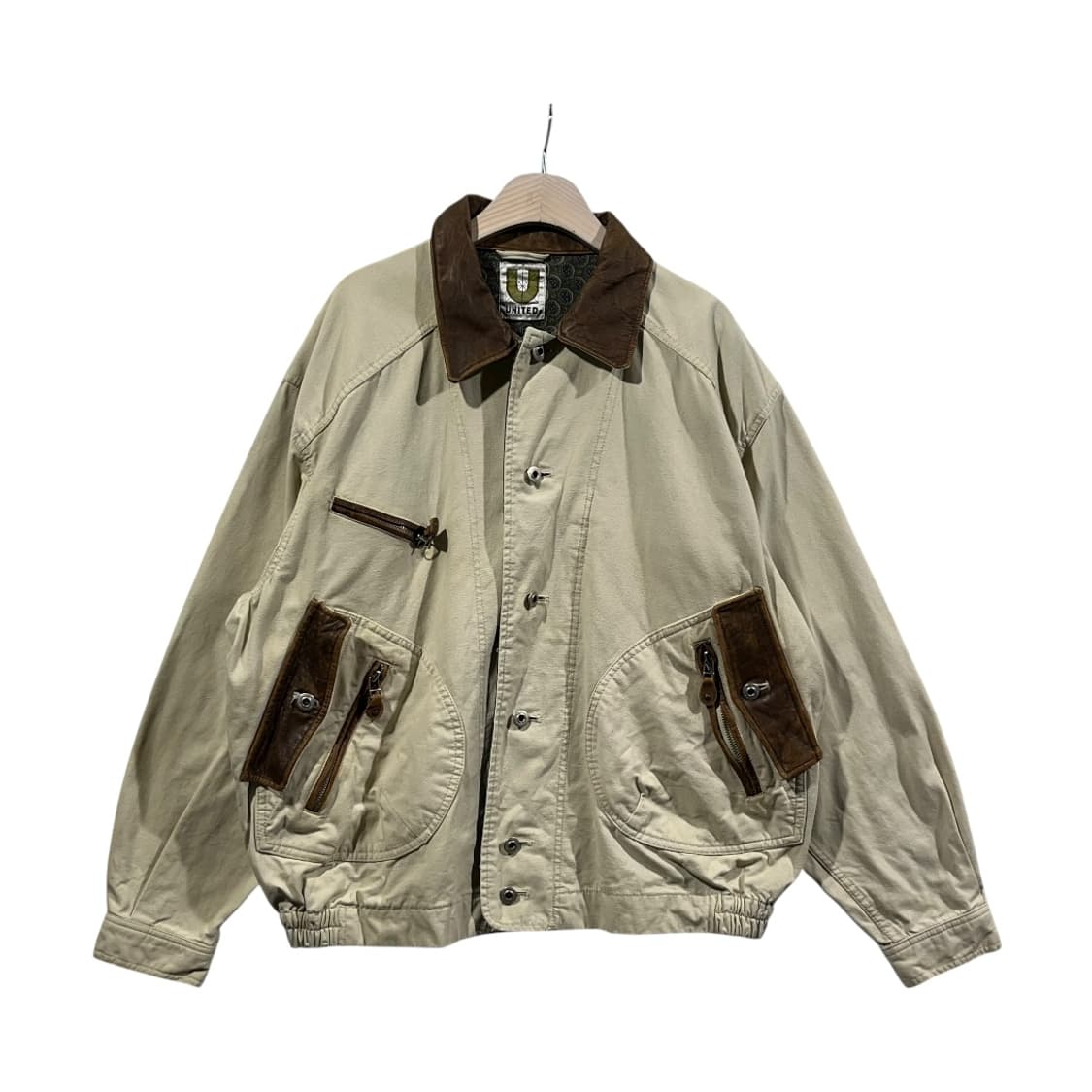 [JPN] 90's 빈티지 레더카라 헌팅 워크자켓 상품이미지1