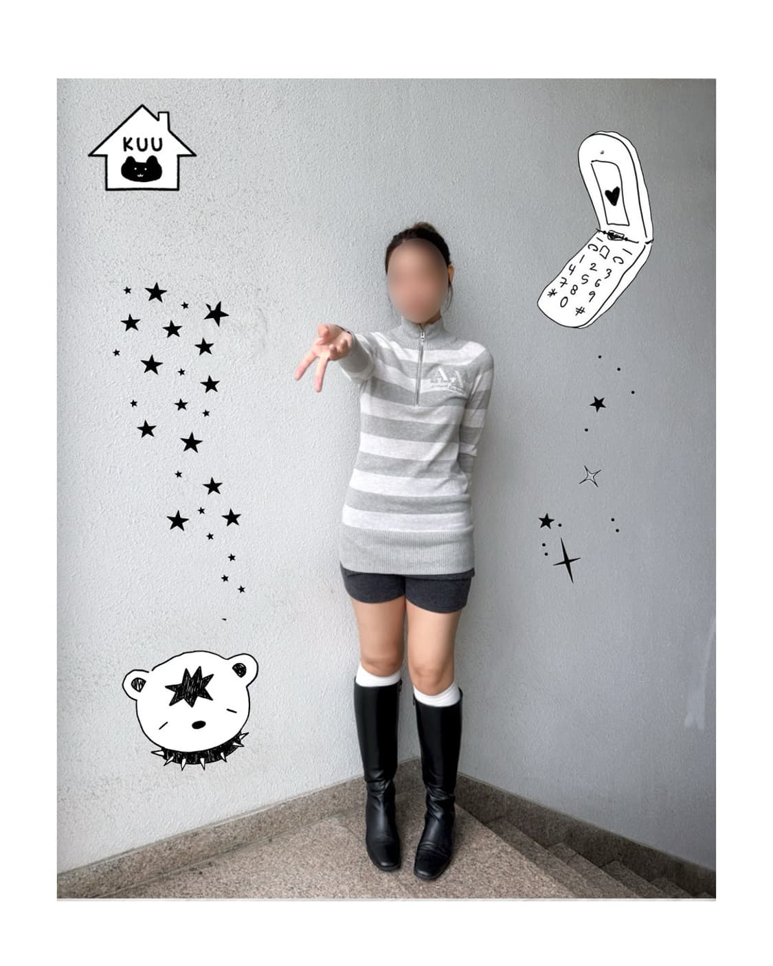 AX 그레이 스트라이프 니트 원피스 상품이미지1