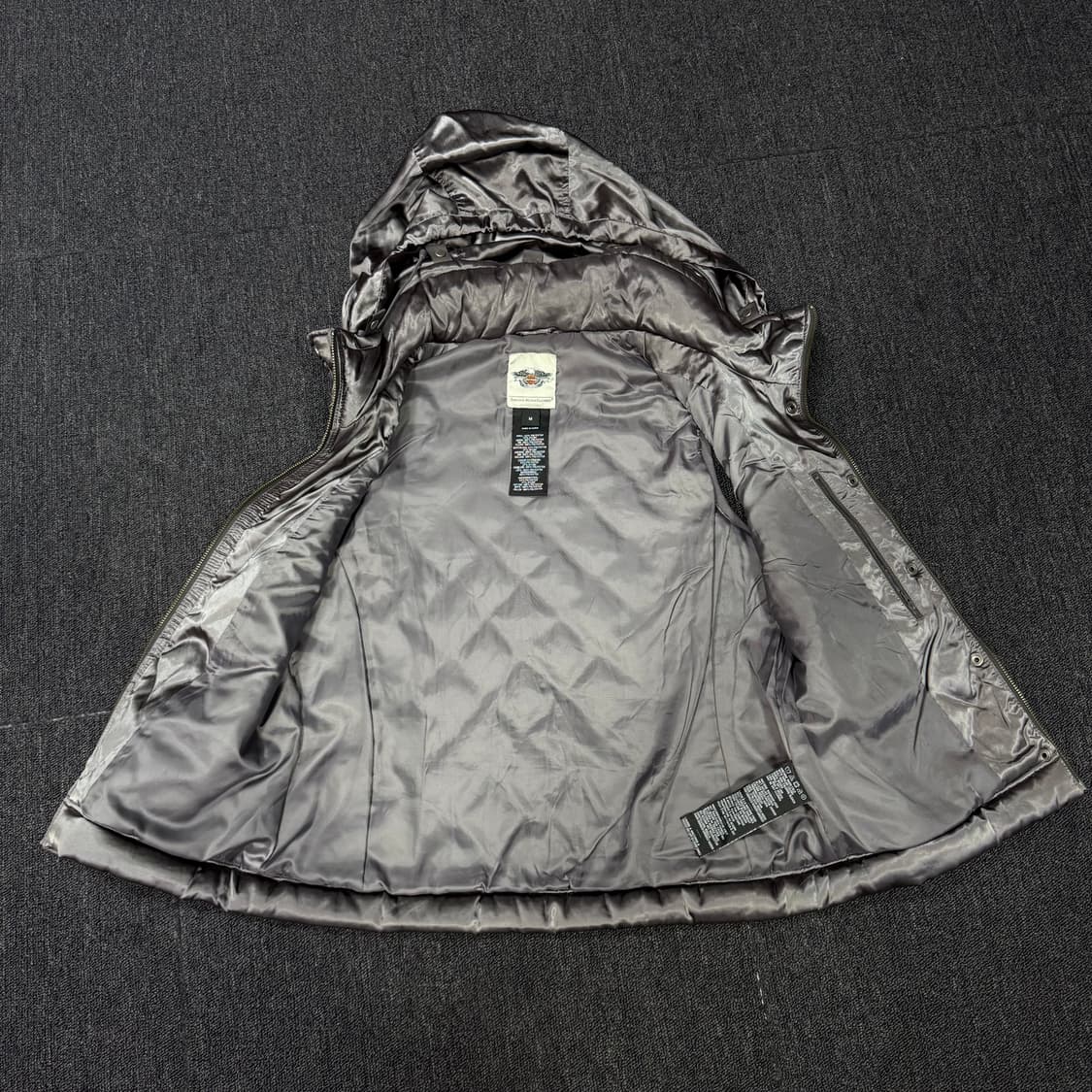 할리데이비슨 크롬 실버 바이커 후드 퀼팅조끼 상품이미지8