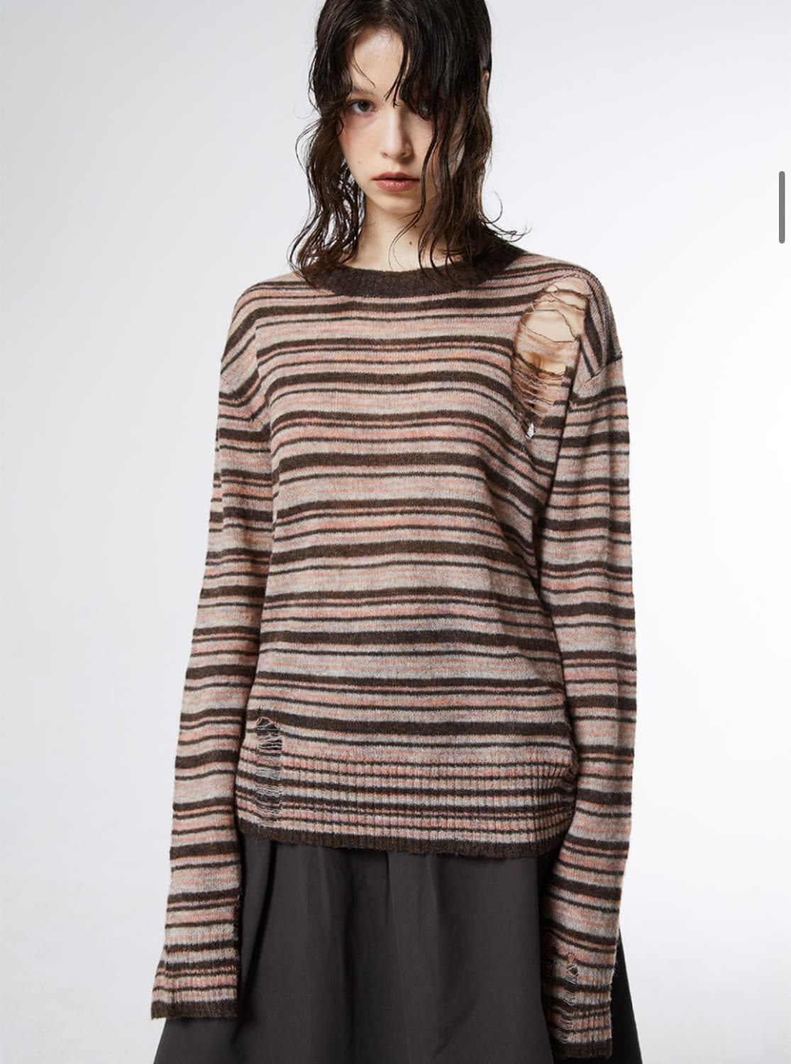 밀로 우먼 텍스처 스트라이프 니트 상품이미지3