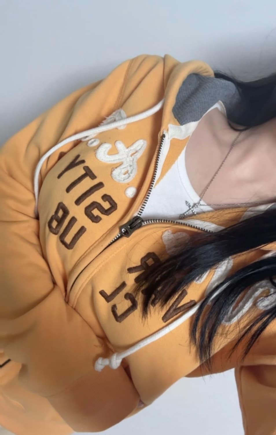 후아유 빈티지 옐로우 노란 후드집업 상품이미지1