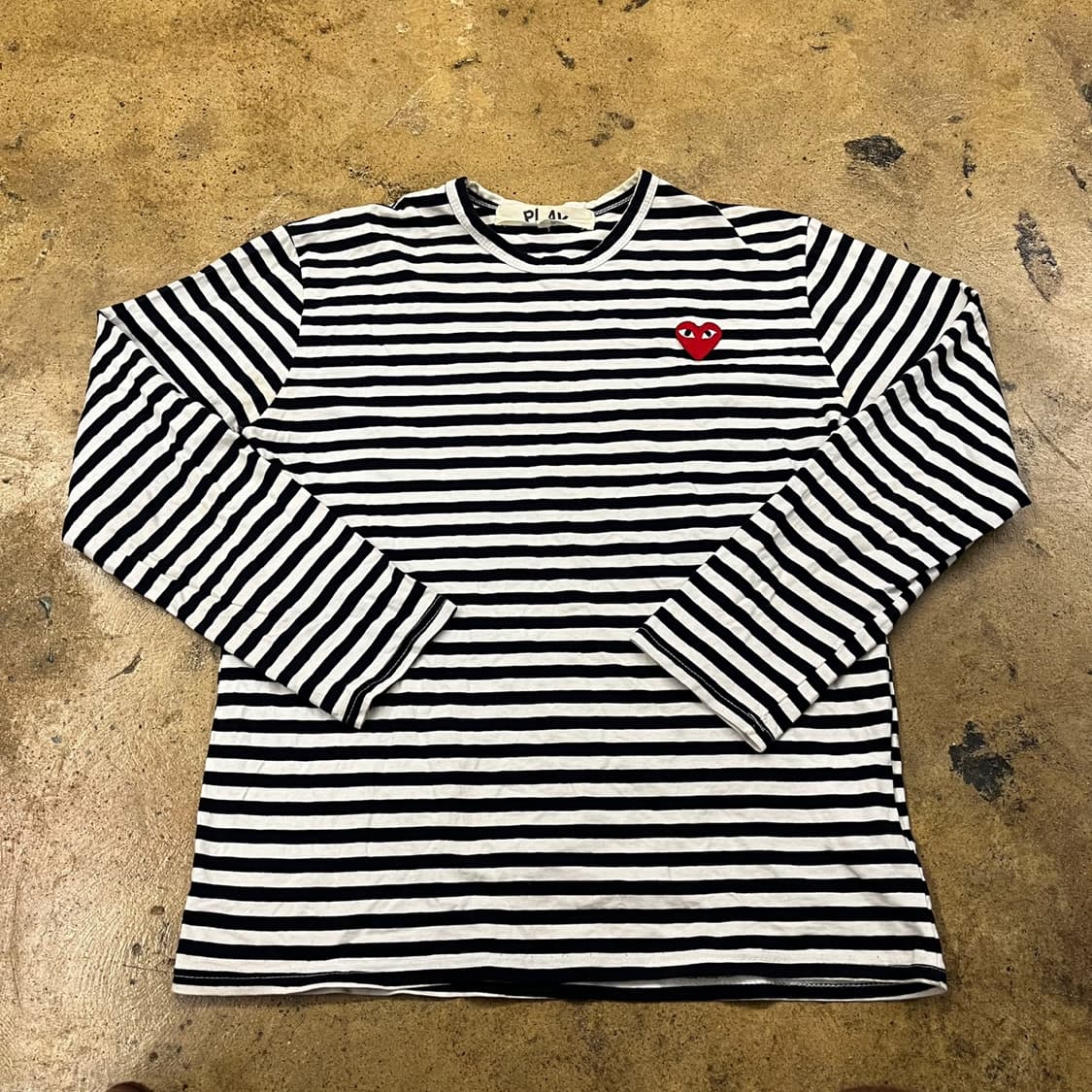 꼼데가르송 블랙 화이트 단가라 스트라이프 롱슬리브 상품이미지2