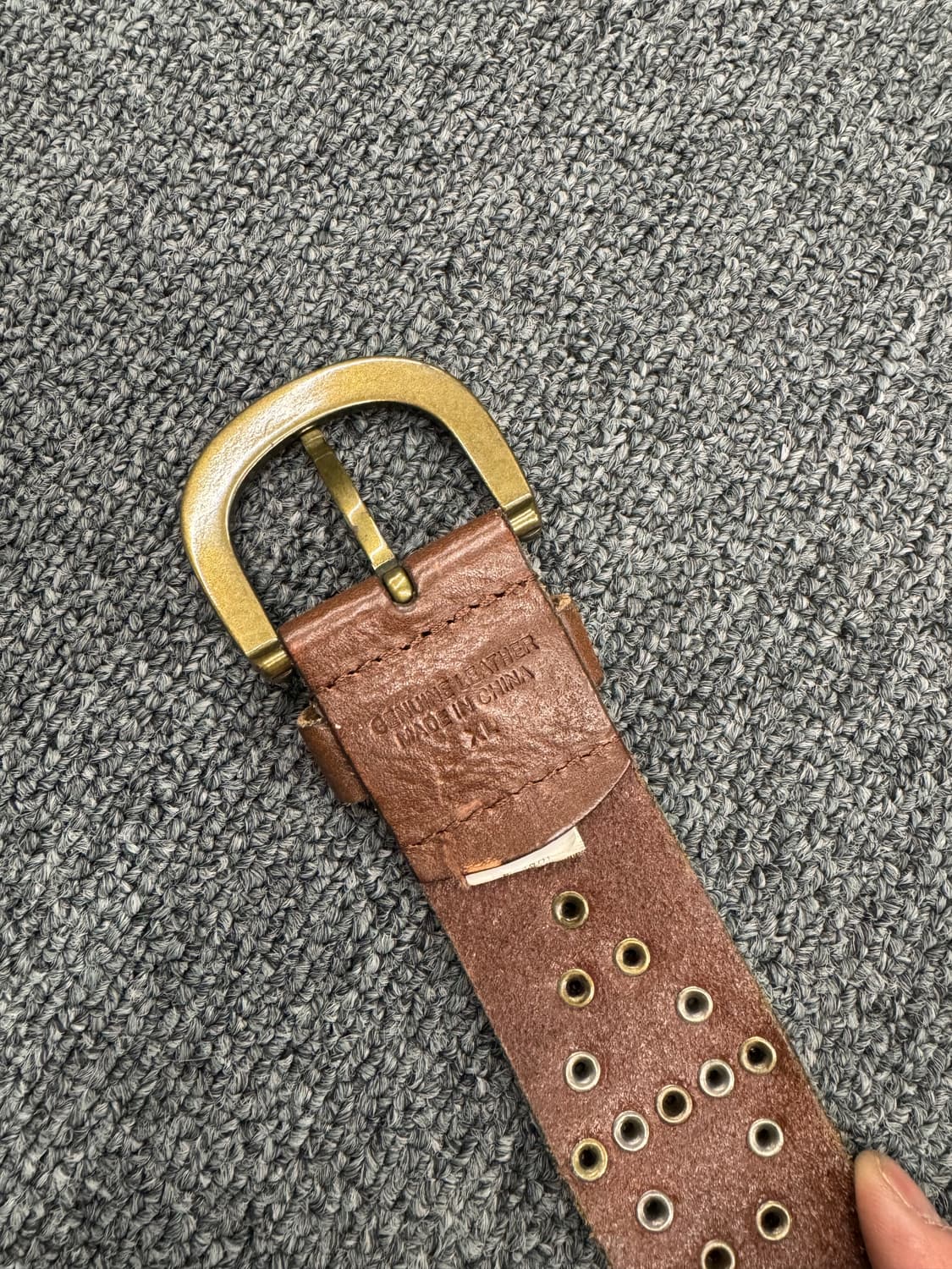 Vintage 패턴 스터드 웨스턴 브라운 가죽벨트 상품이미지3