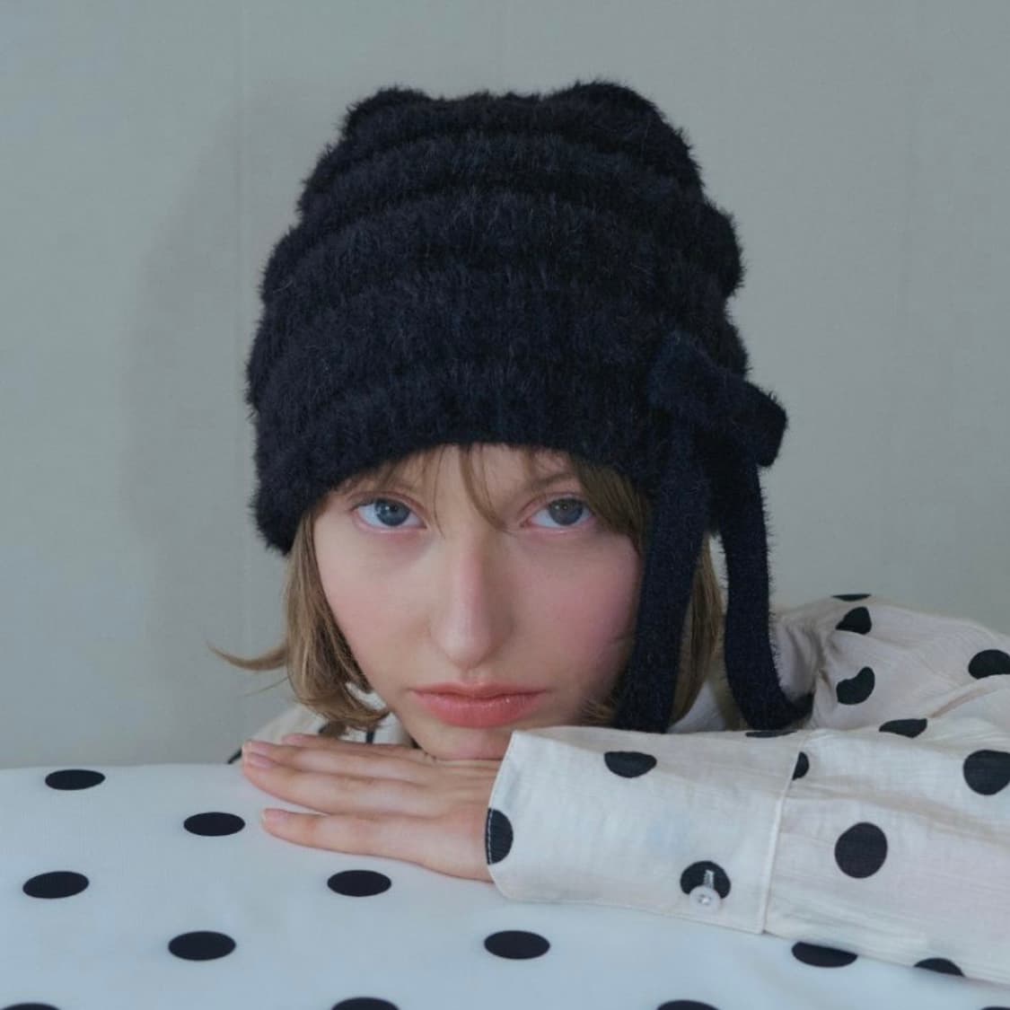 포애지담 보우 비니 블랙 상품이미지1