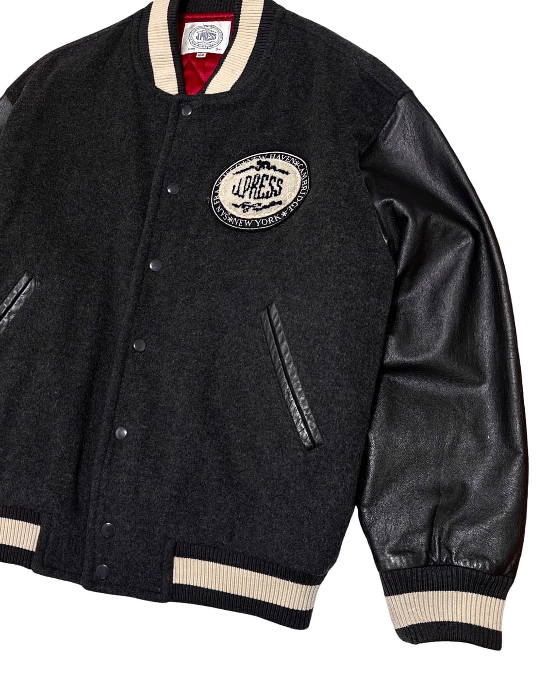 J.press 90s 블랙 레더 바시티 자켓 상품이미지3