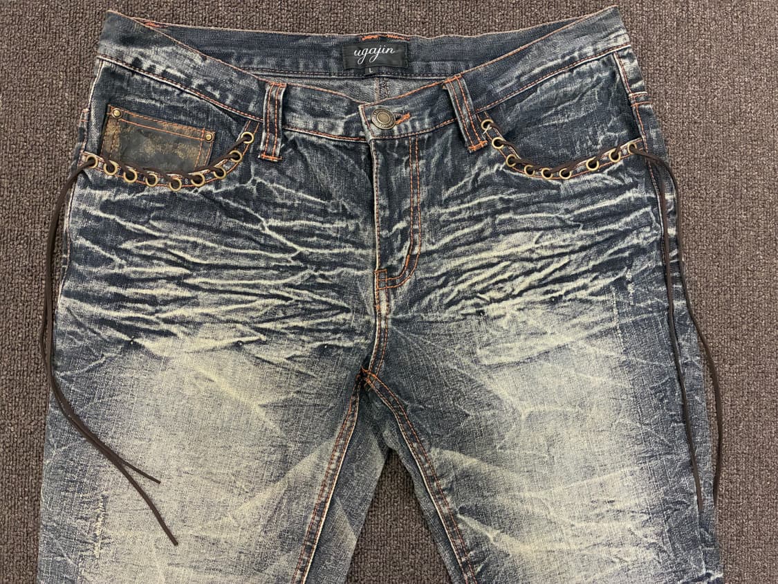 L)Japanese vintage 여성 레이스업 디테일 부츠켓 데님팬츠 상품이미지4