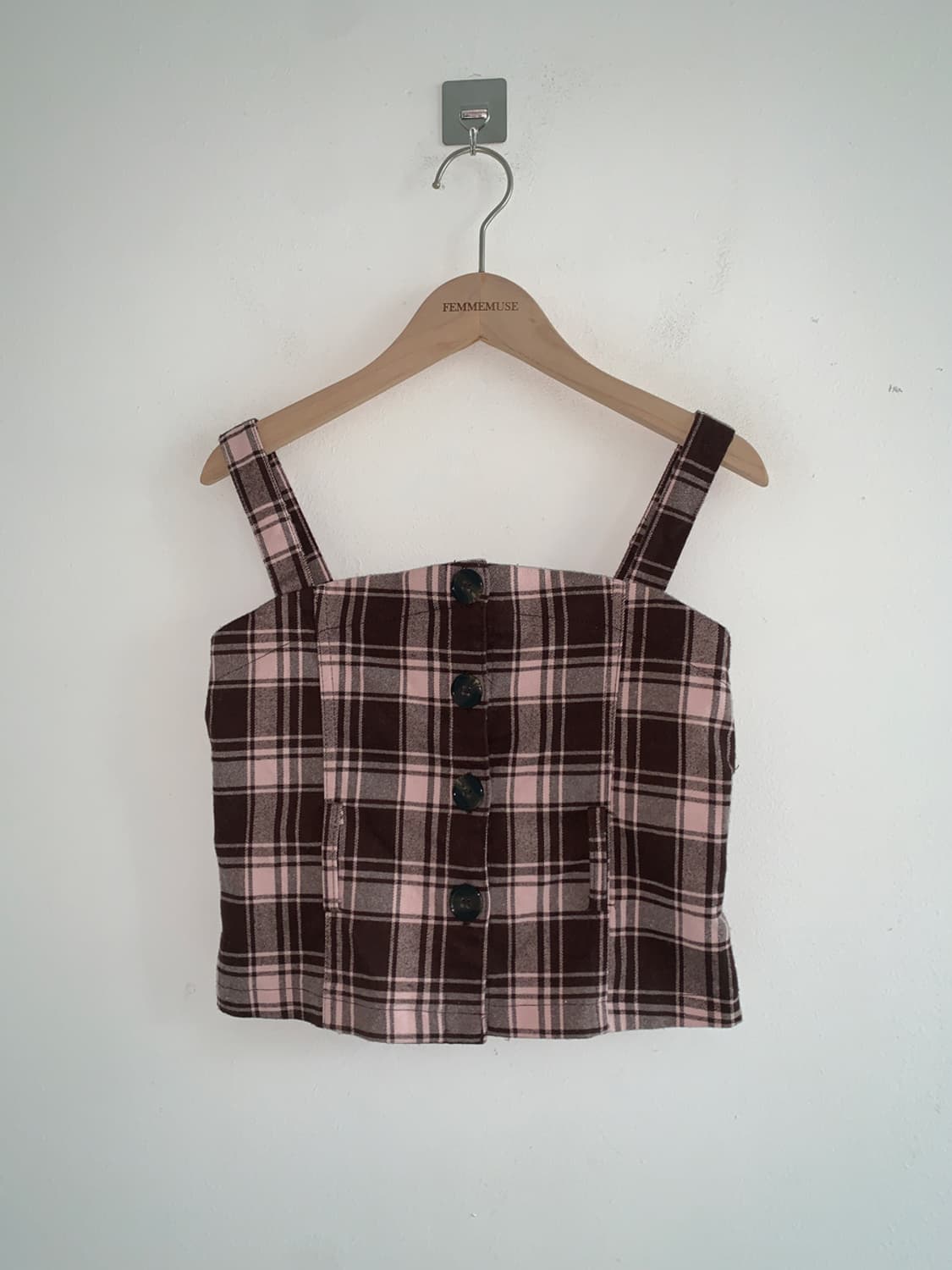 (Vintage)Check bustier top 상품이미지1