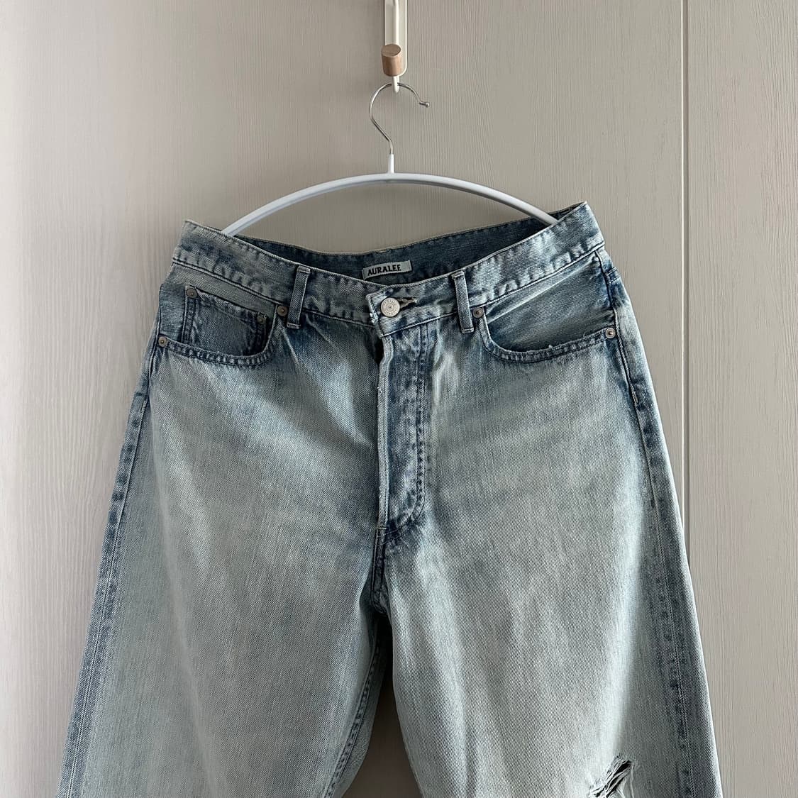 26SS 오라리 셀비지 페이디드 라이트 데님 와이드 30사이즈 상품이미지1